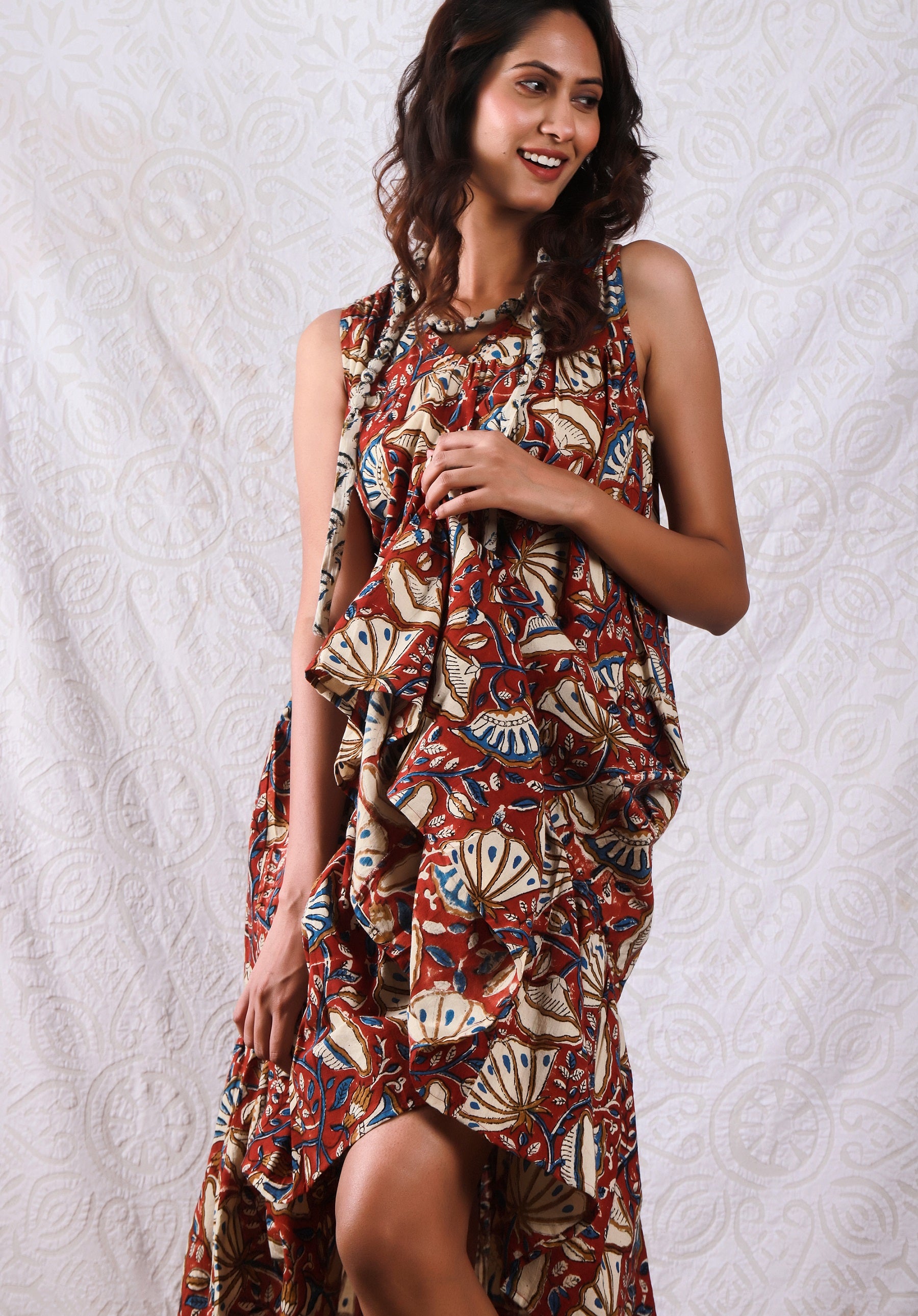 Women Tiered dress Nirmala Floral Rust