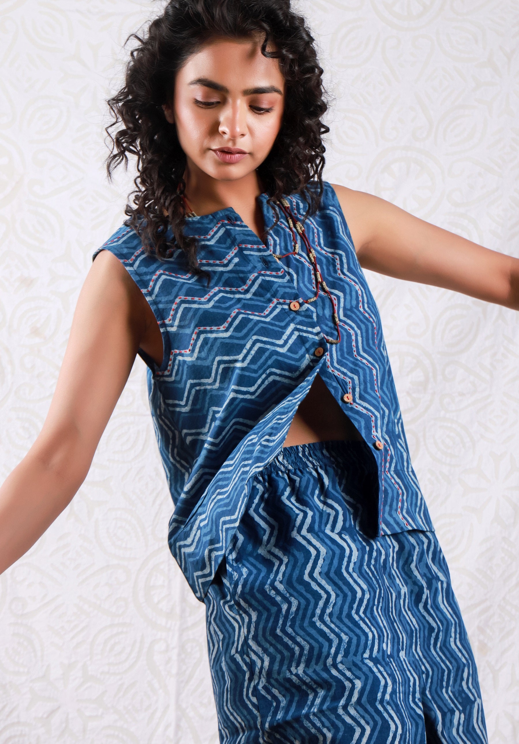 Women Printed Co-ord Set Indigo