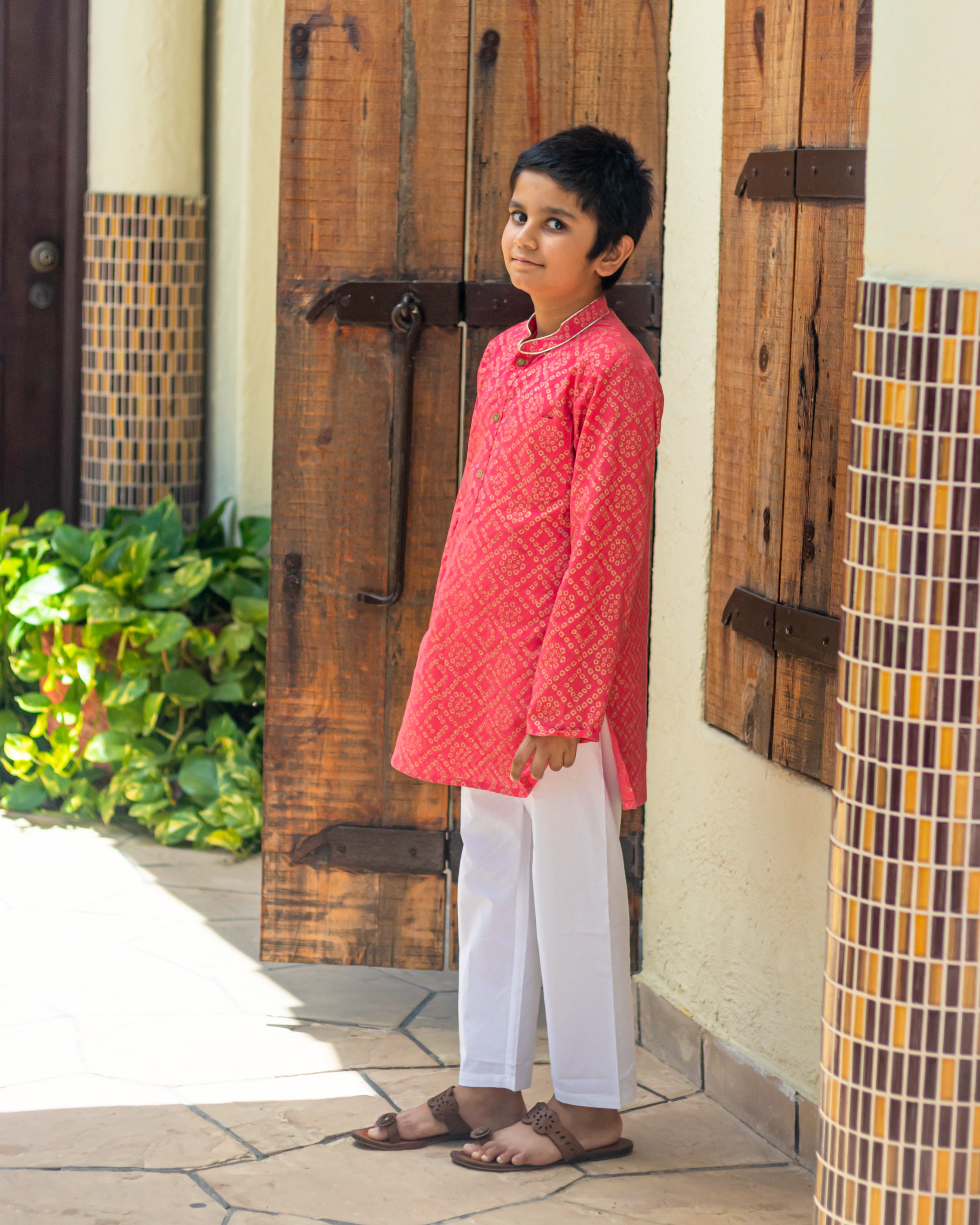 Boy's kurta Pyjama Set Coral