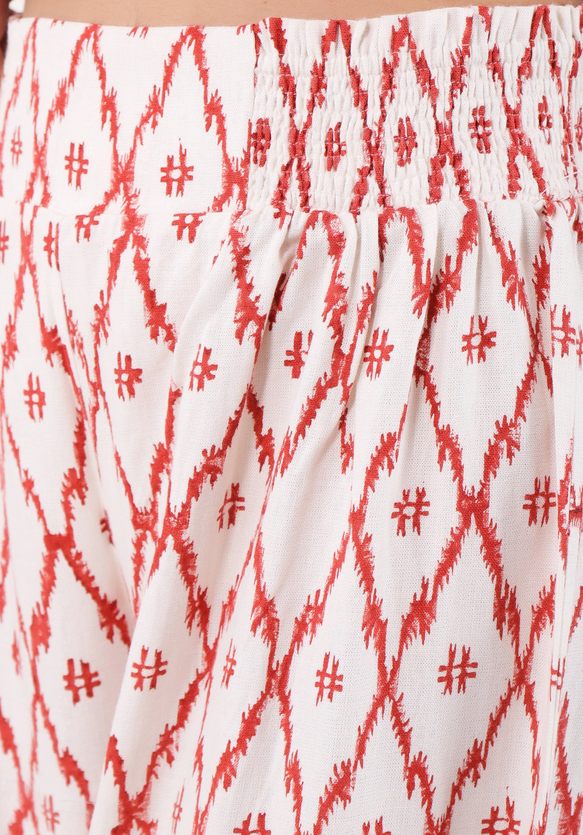 Women Printed Co-ord Set Ikkat Red