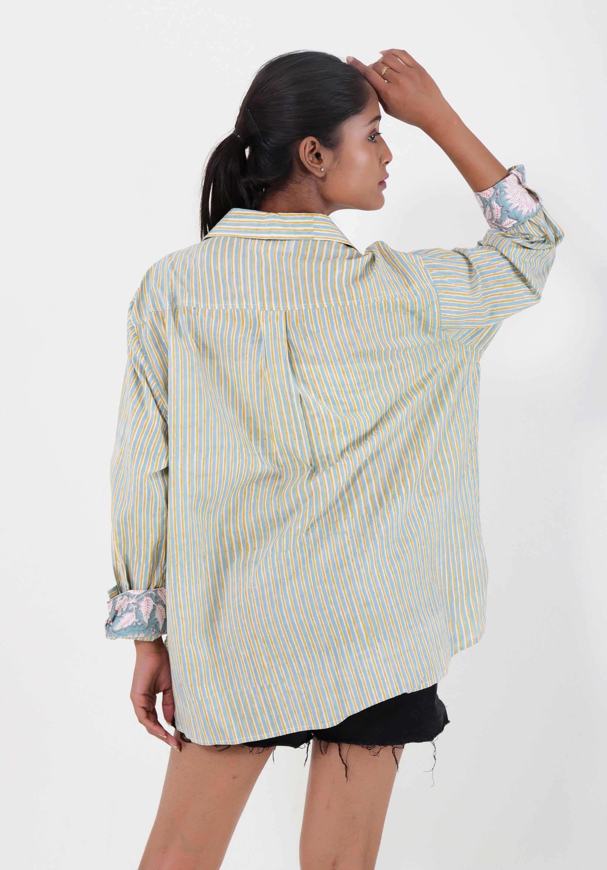 Women Block printed Piyu Oversized shirt Striped