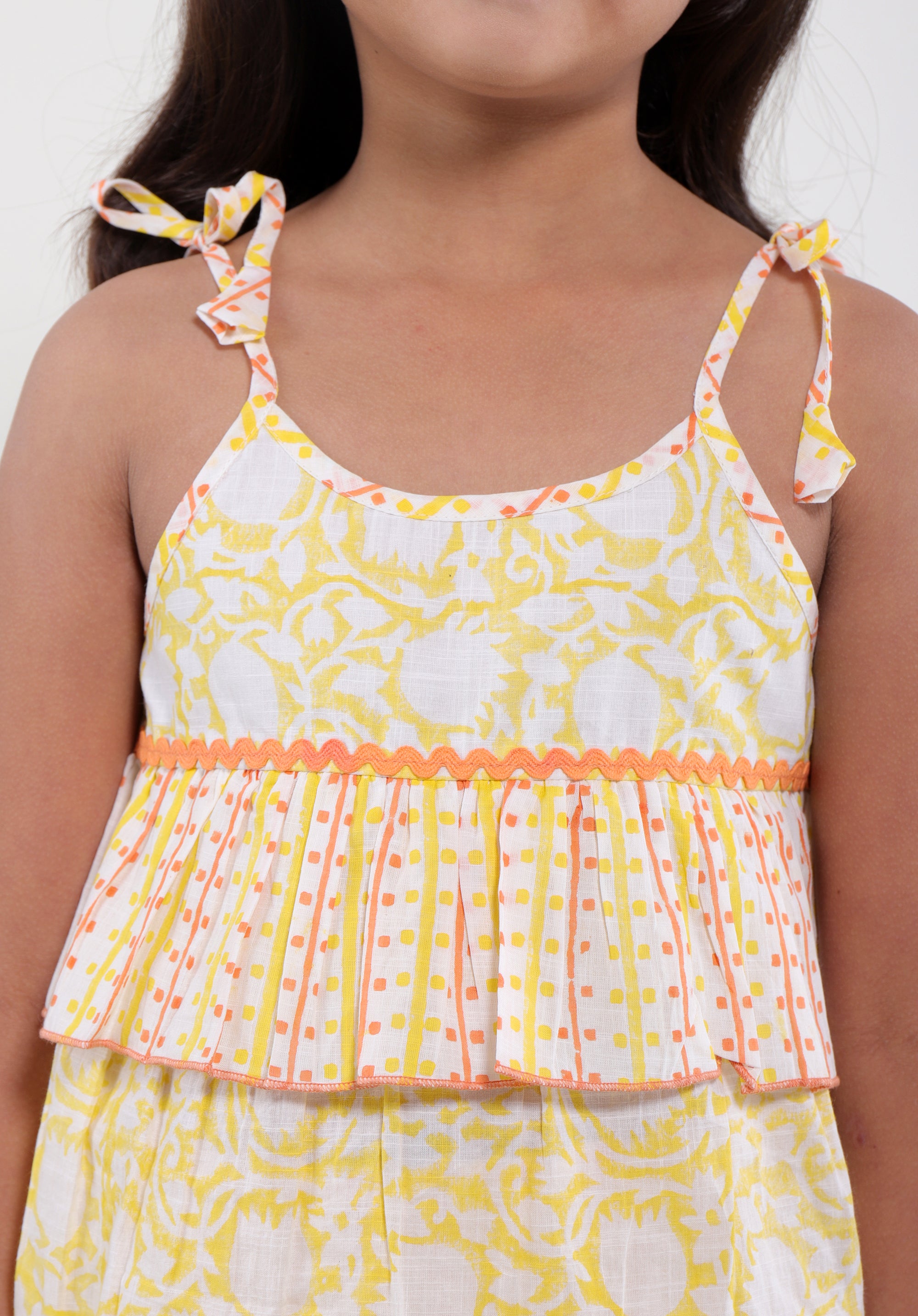 Girl's Co-Ord Set Kamya Top Skirt Lily Yellow