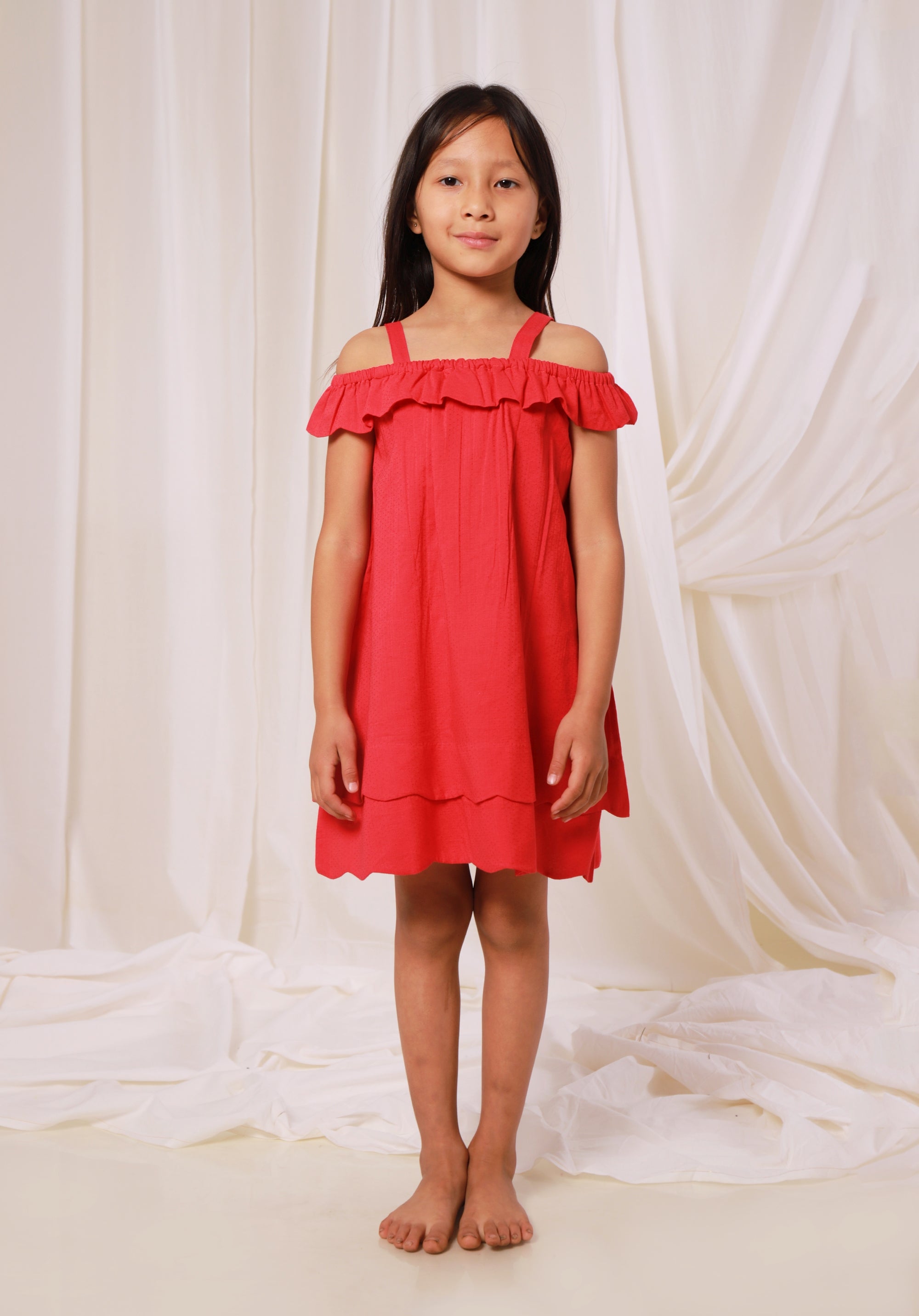 Girl's Block printed Dress Misha Red