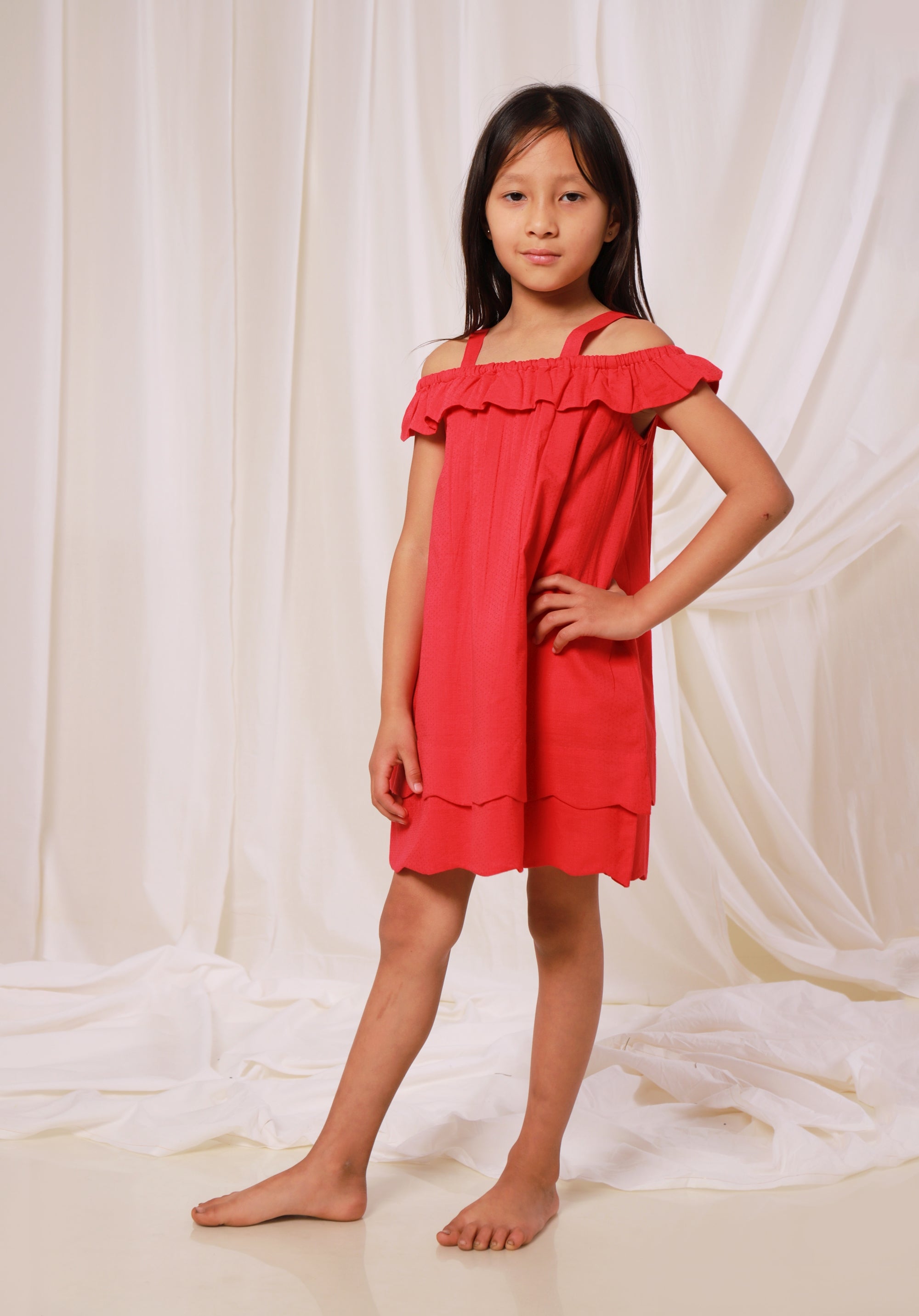 Girl's Block printed Dress Misha Red