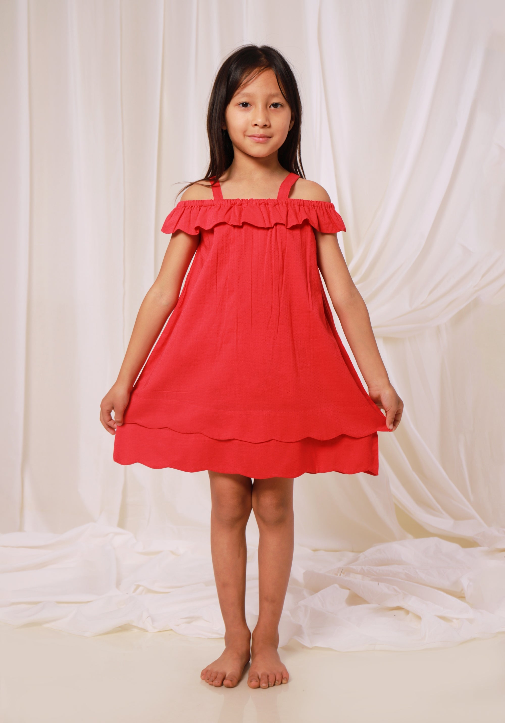 Girl's Block printed Dress Misha Red