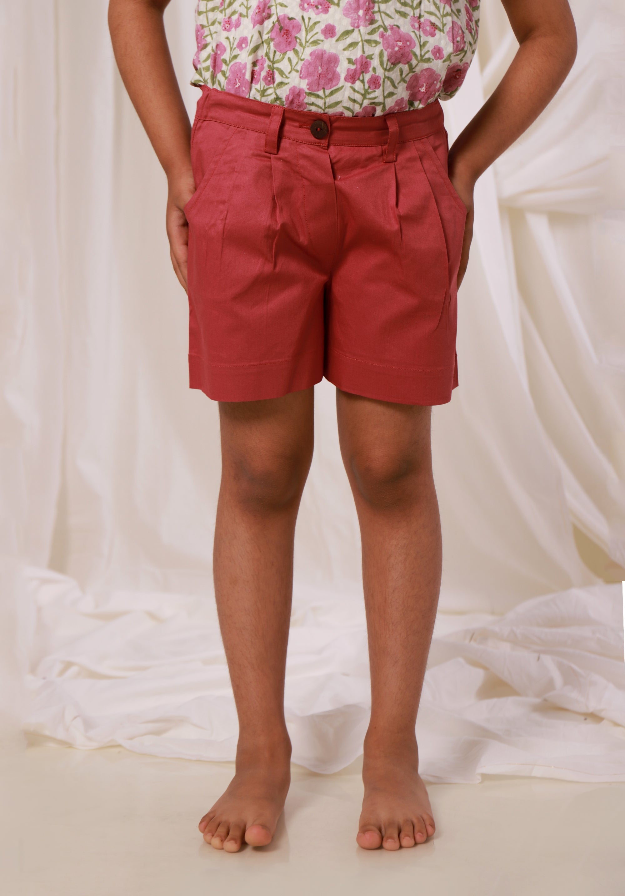 Girl's Cotton twill shorts Raspberry