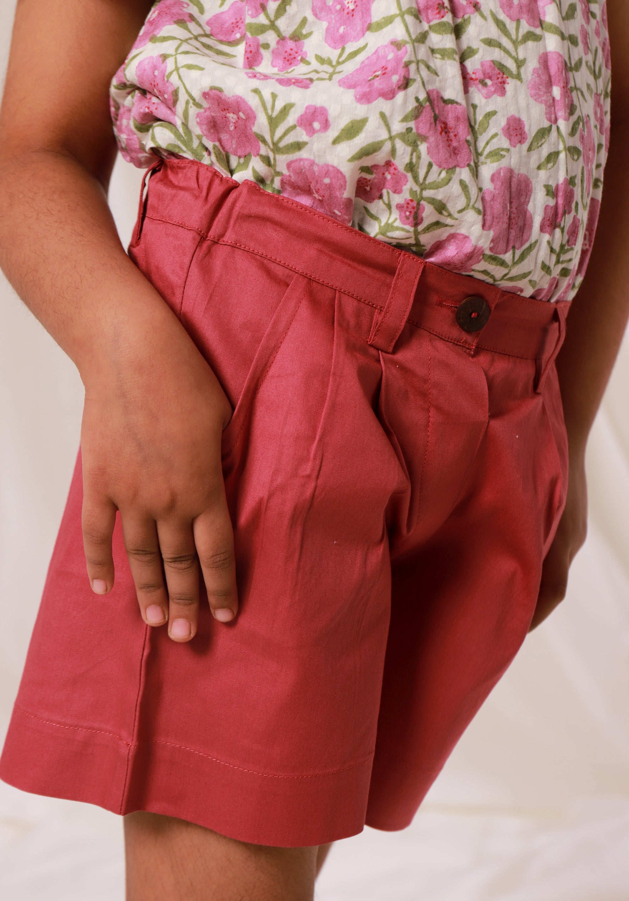 Girl's Cotton twill shorts Raspberry