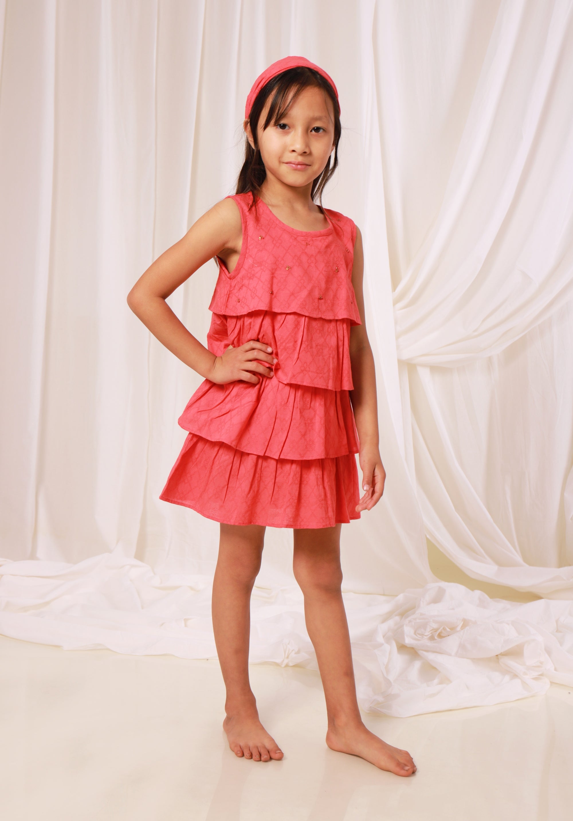 Girls Cotton Dress Beena Red (Gulnar)