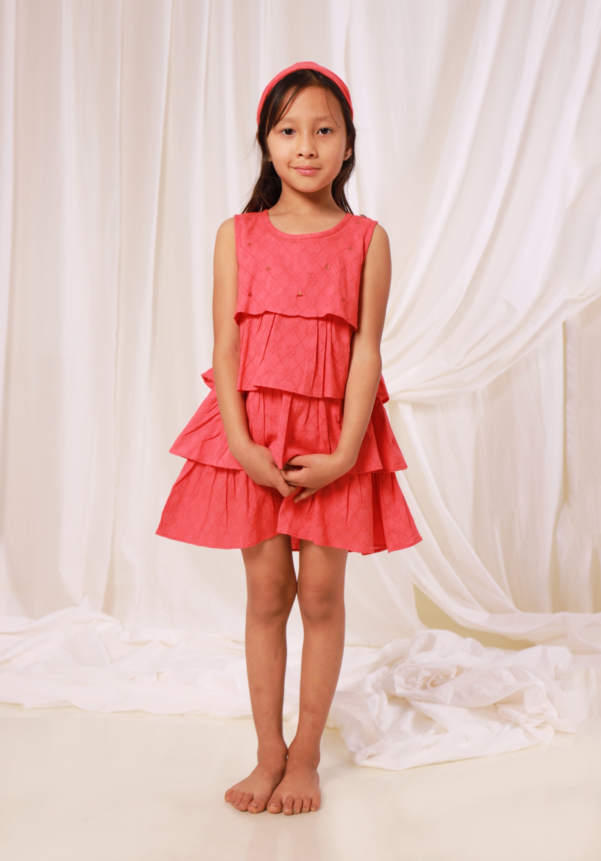 Girls Cotton Dress Beena Red (Gulnar)