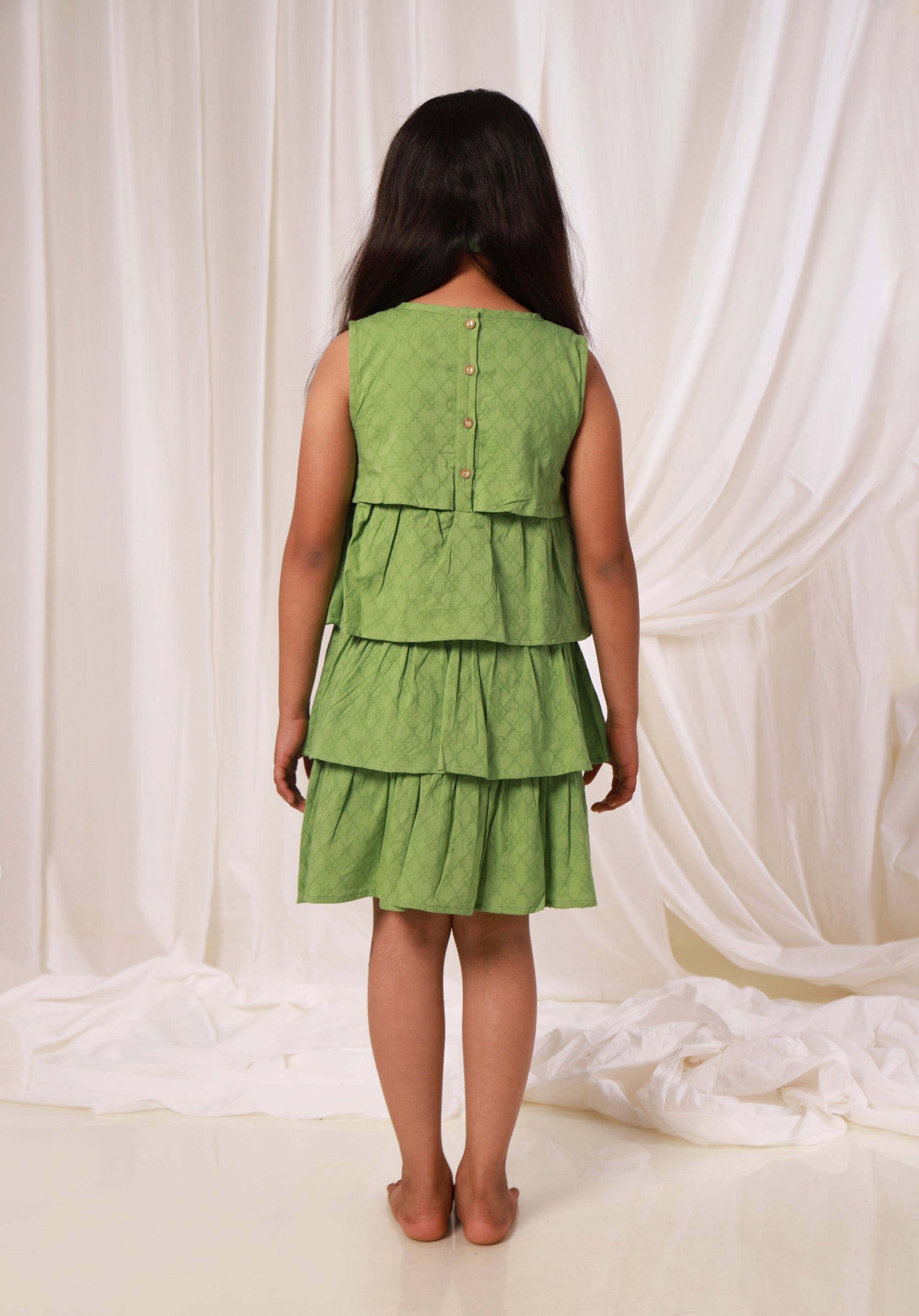 Girls Cotton Dress Beena Green (Gulnar)