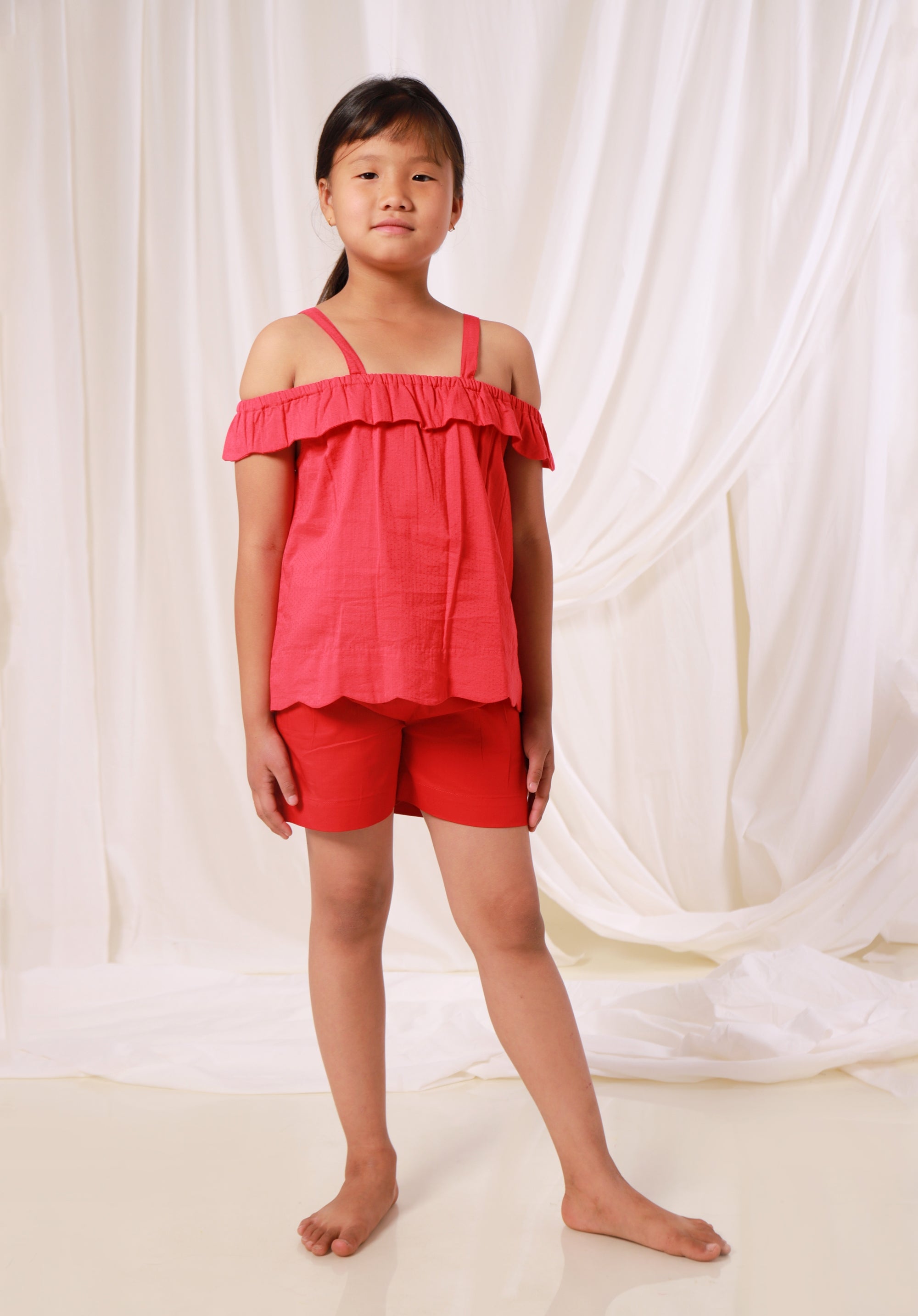 Girl's Block printed Top Misha Red