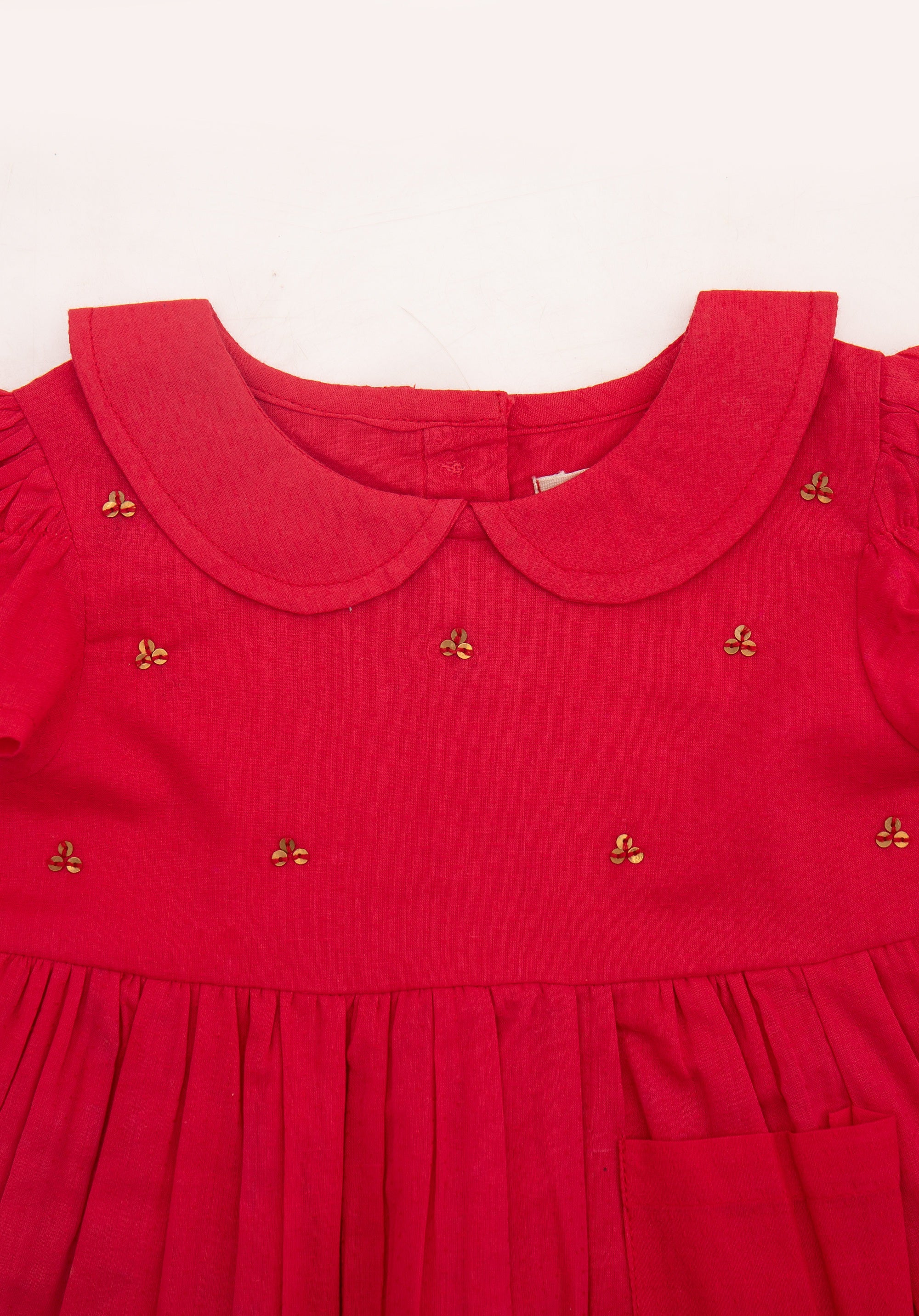 Block printed Gul Dress Red