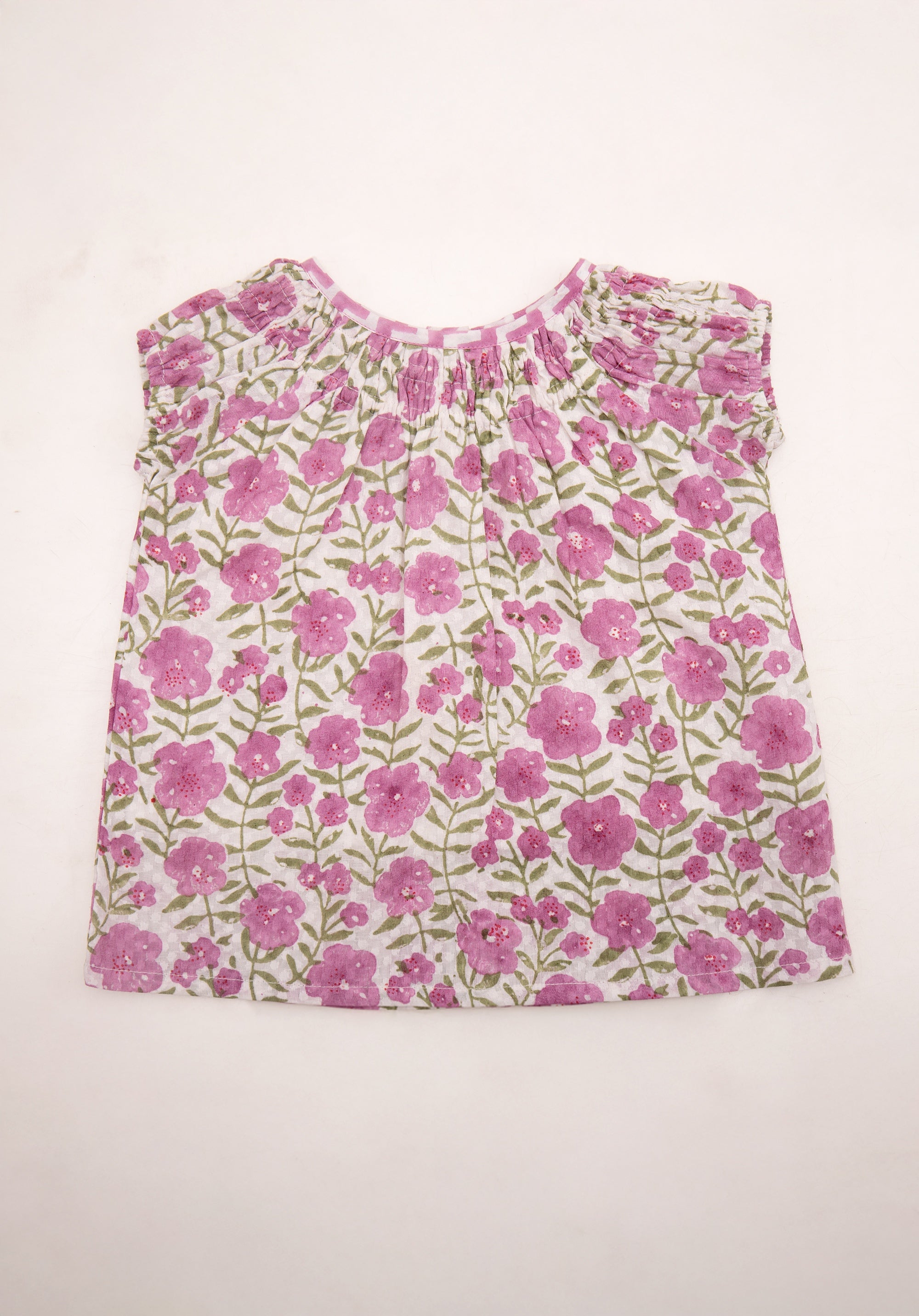 Block Printed Baby Clothing Set Floral Pink