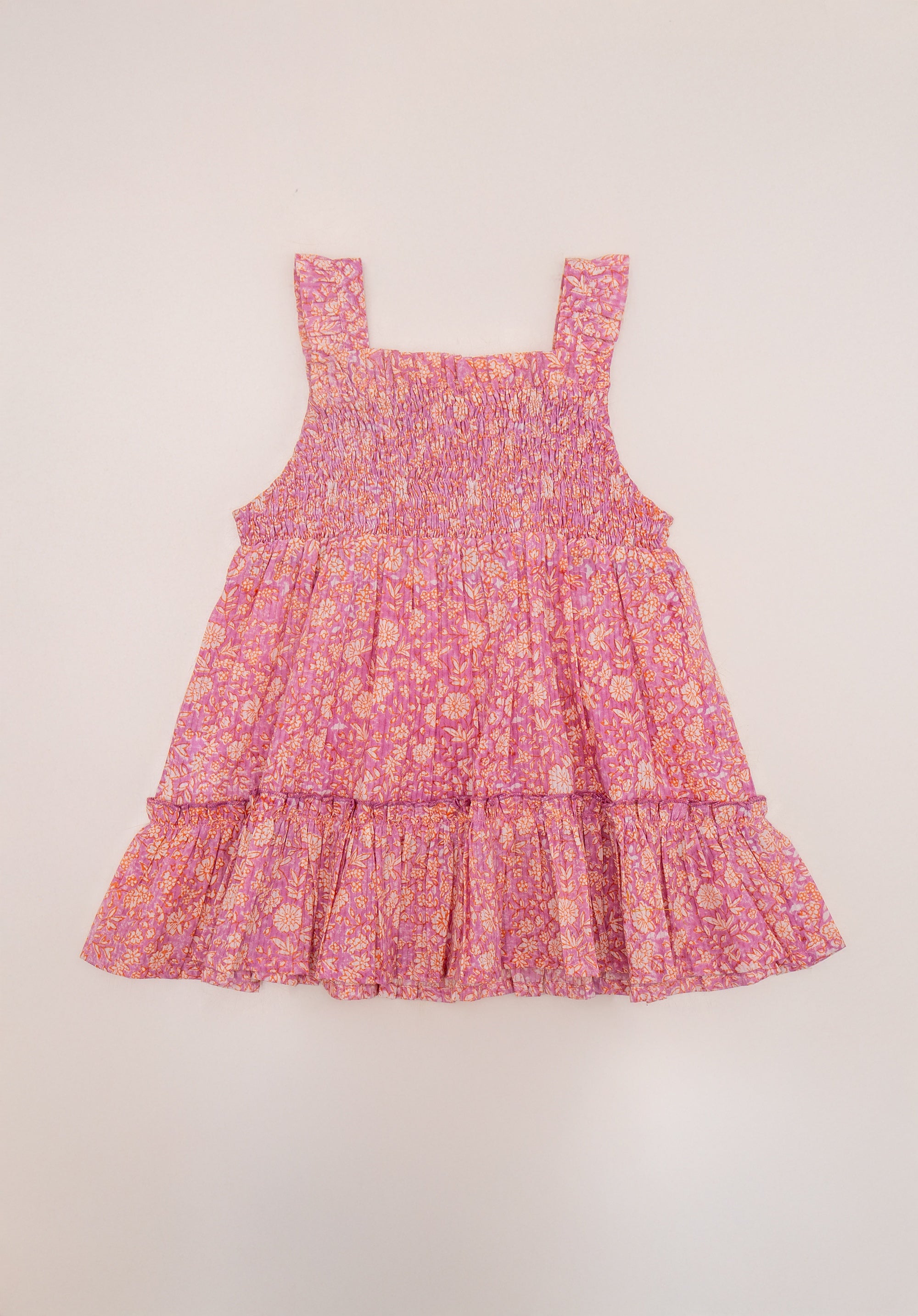 Block printed Baby Mani Dress Pink