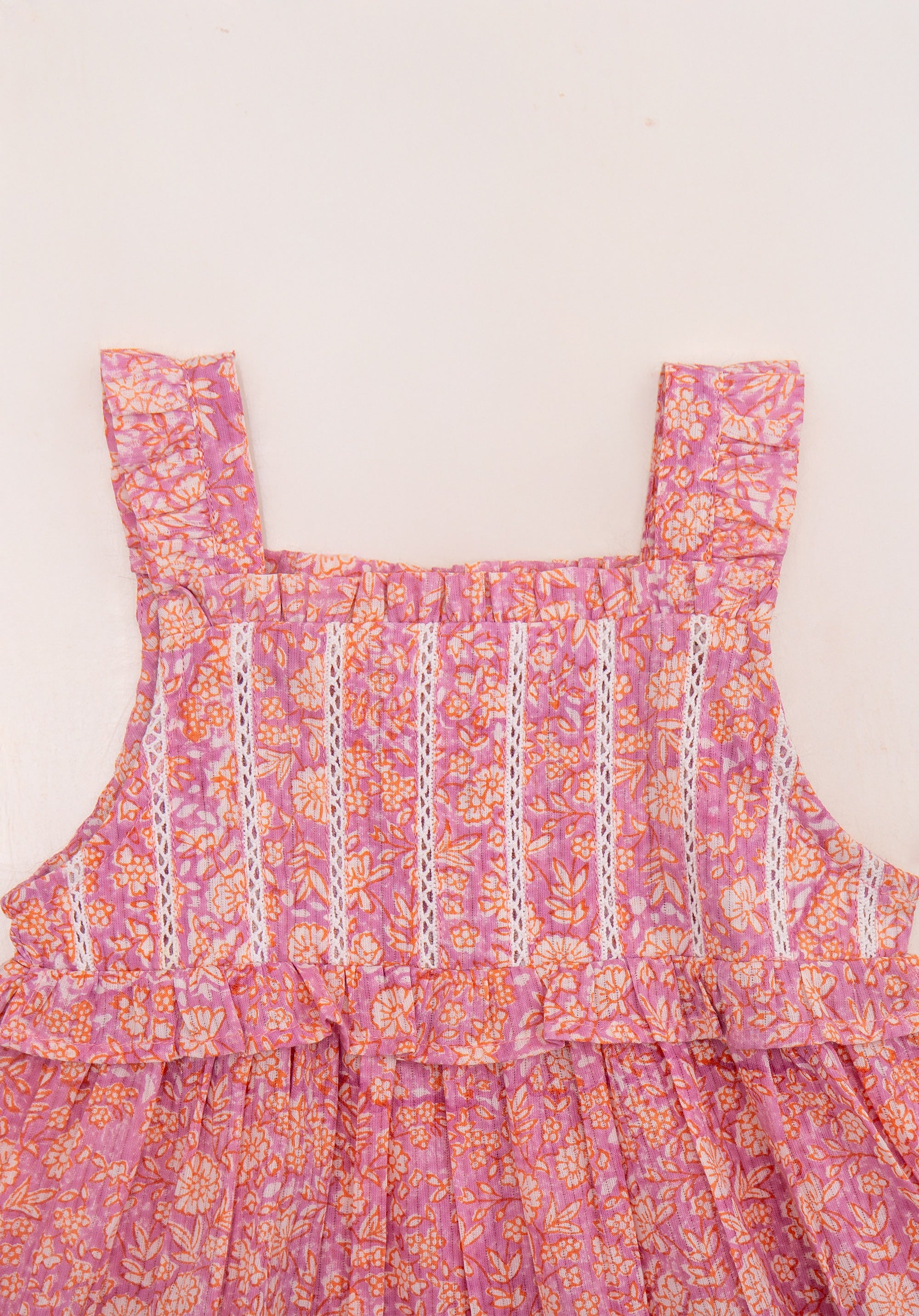 Block printed Baby Mani Dress Pink