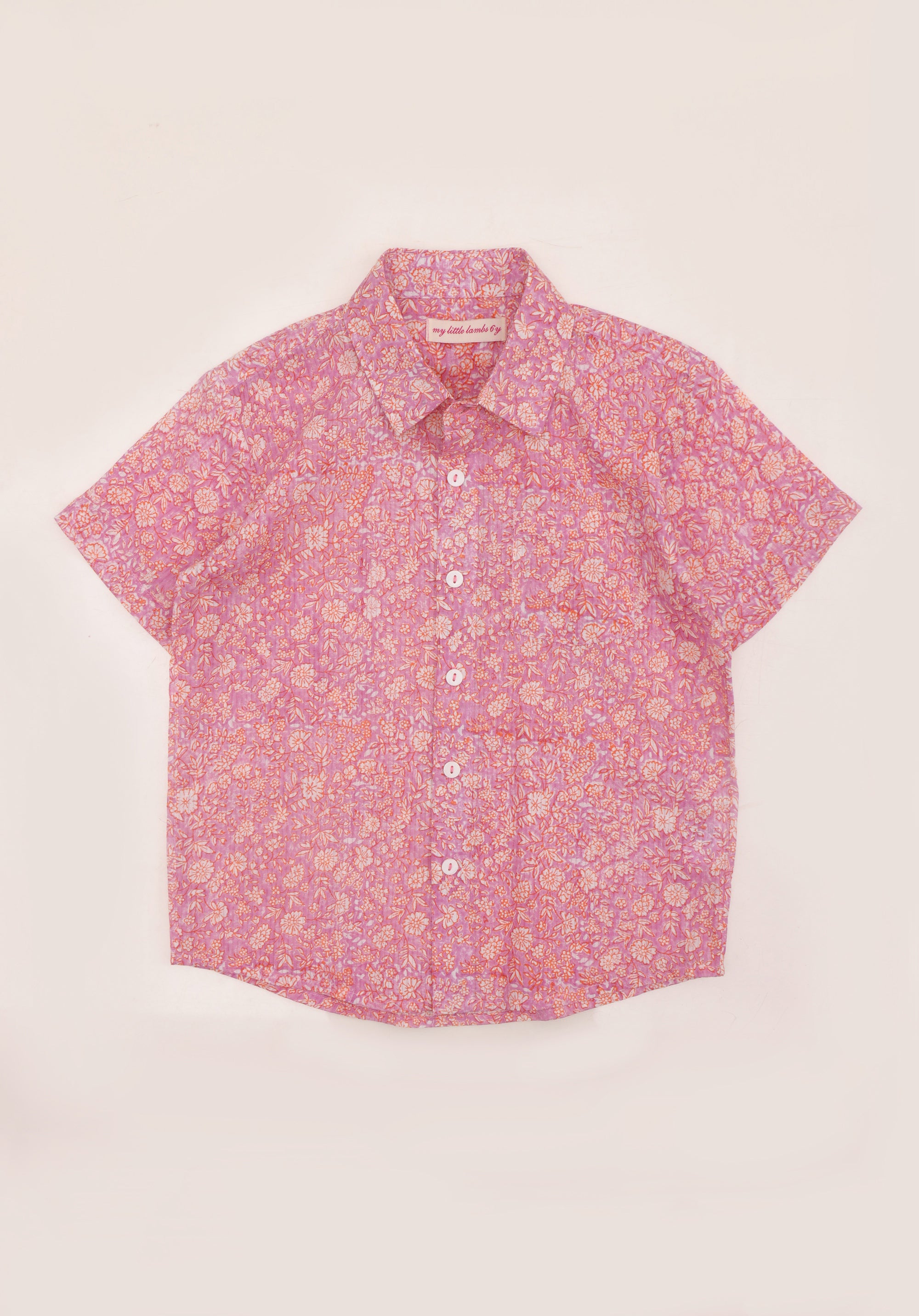 Block Printed Boy's Shirt Liberty Pink