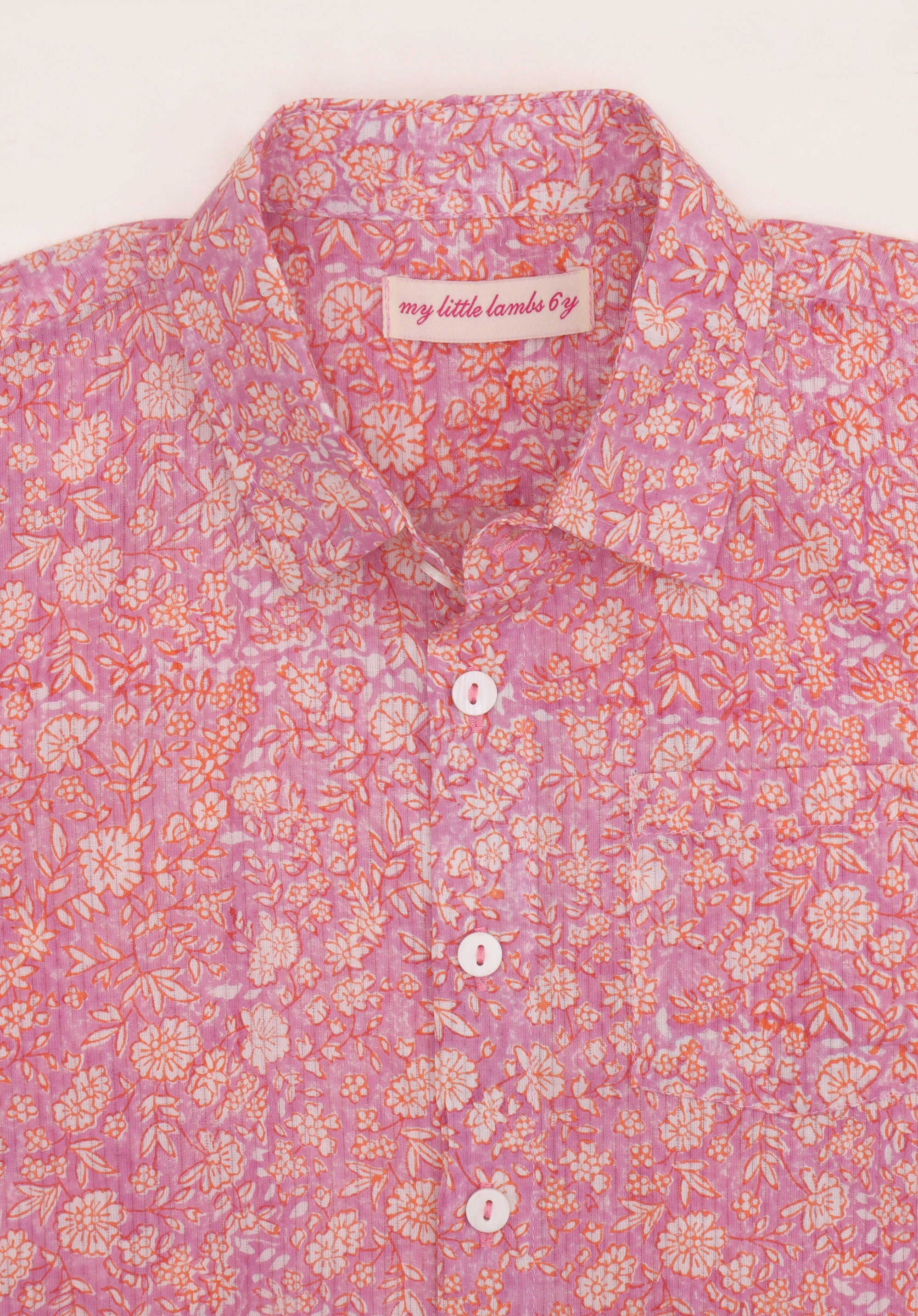 Block Printed Boy's Shirt Liberty Pink