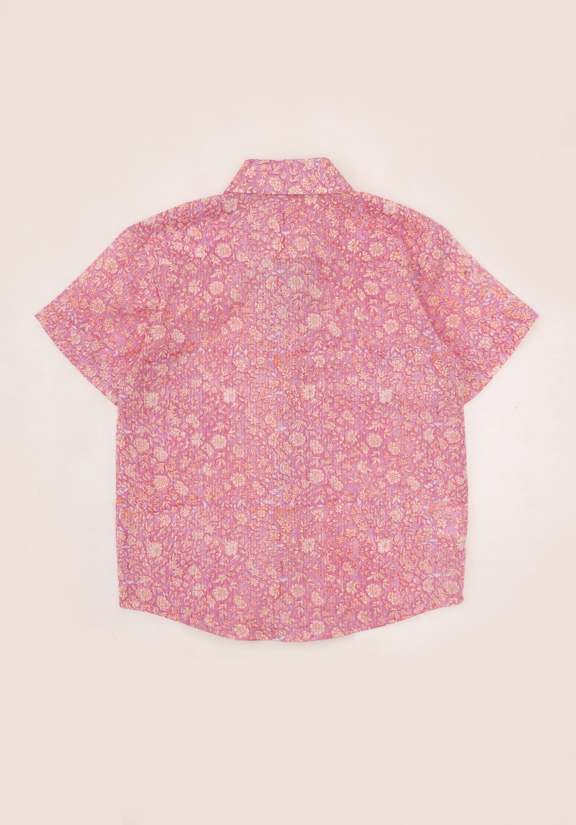 Block Printed Boy's Shirt Liberty Pink