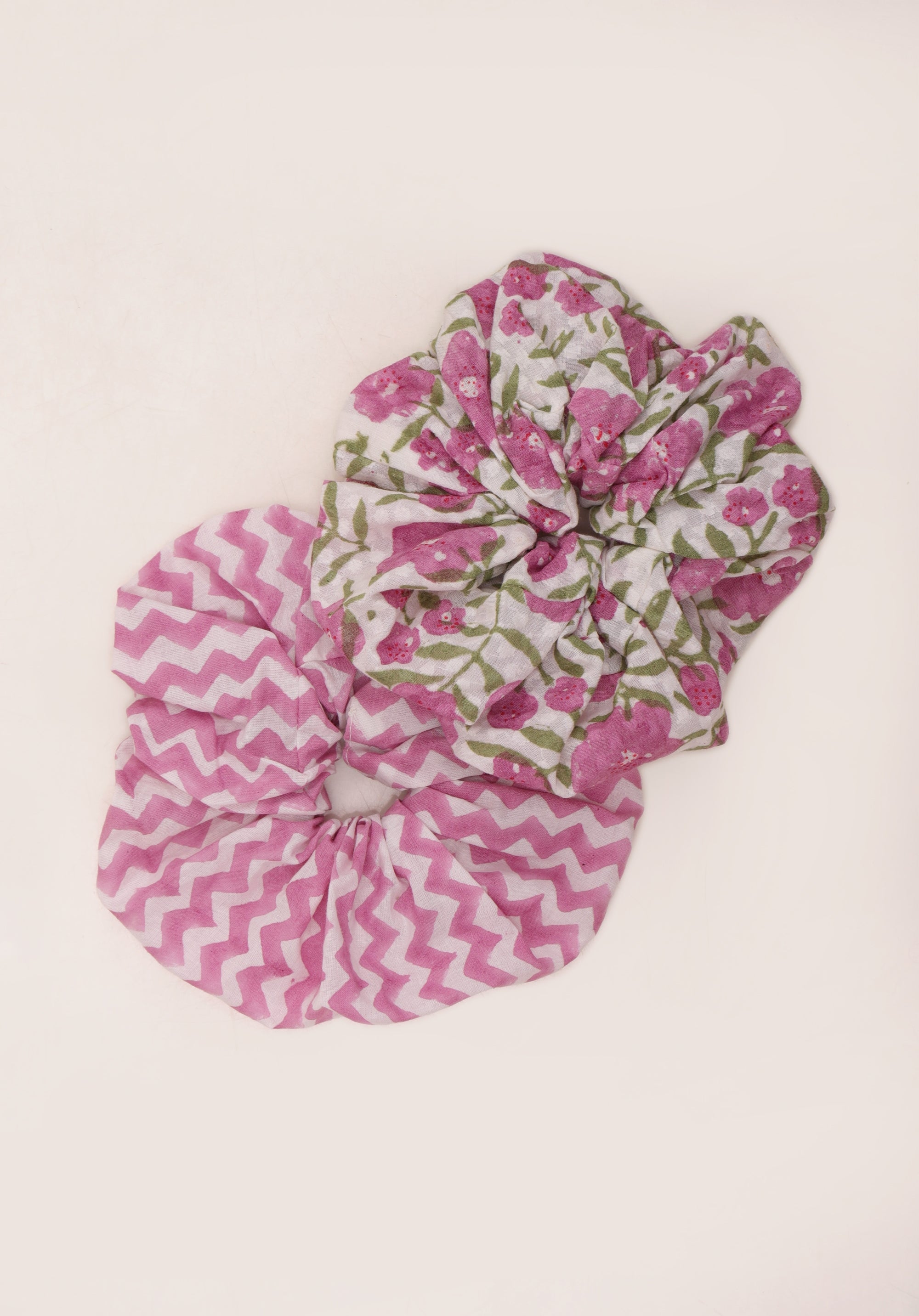 Set of 2 Scrunchie Floral Pink