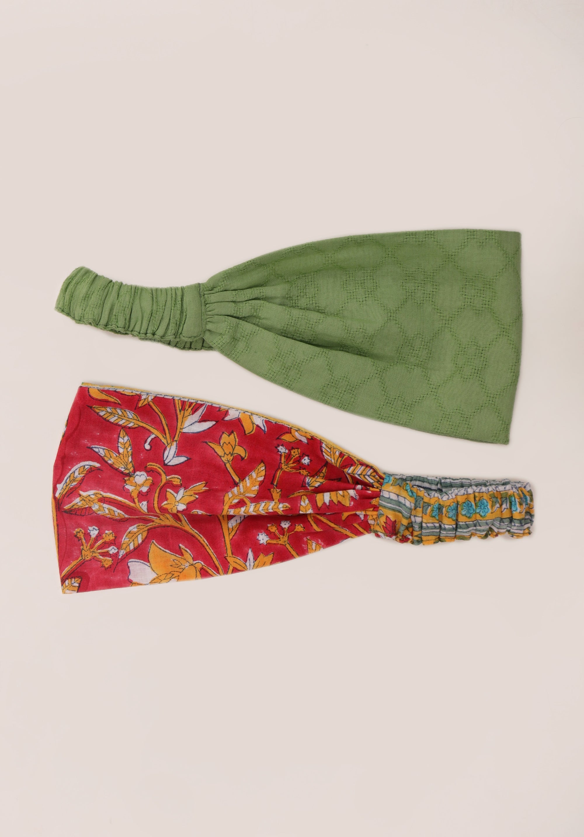 Set of 2 Head Bands Red- Green