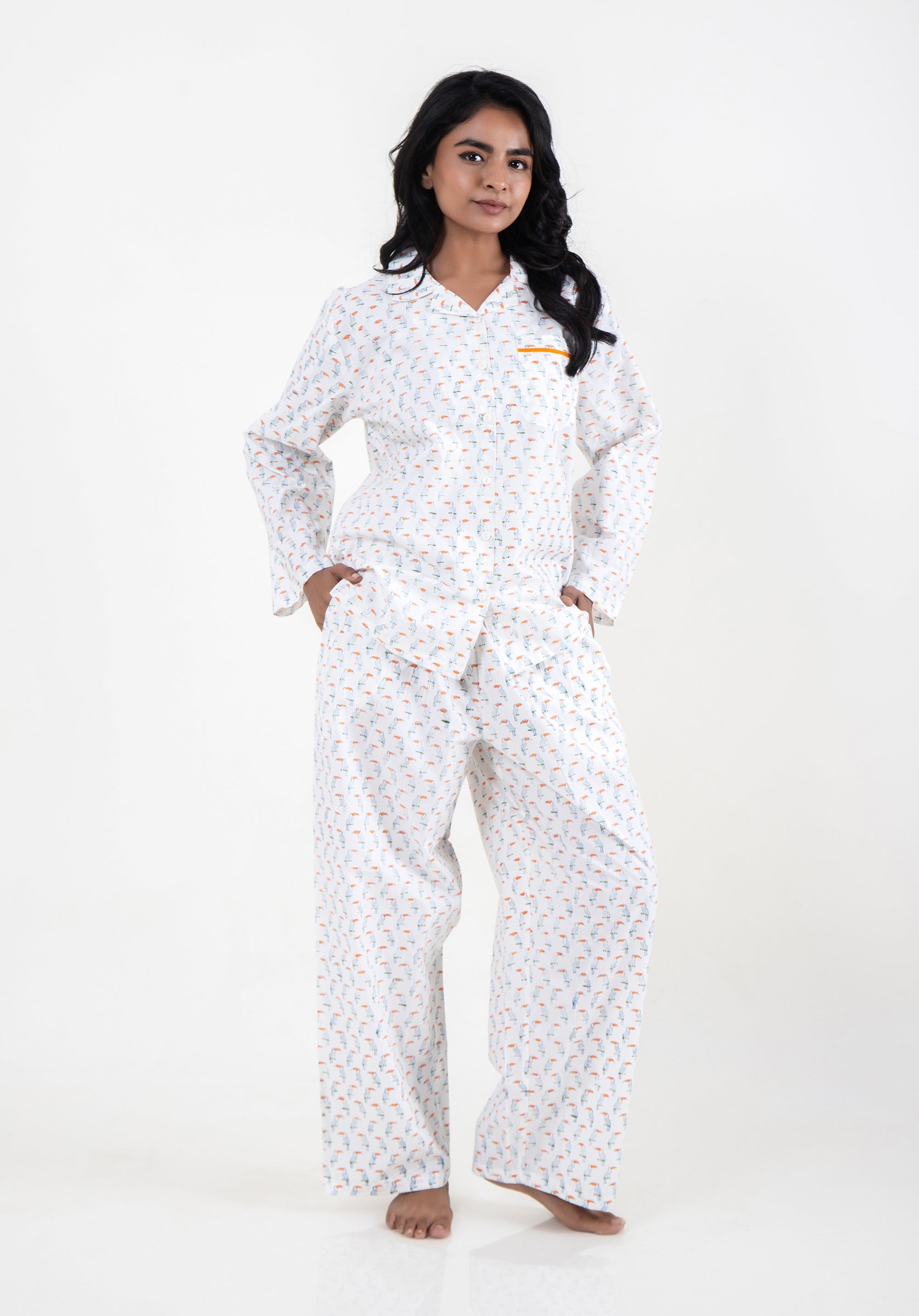 Premium cotton Women Nightsuit Toucan Blue