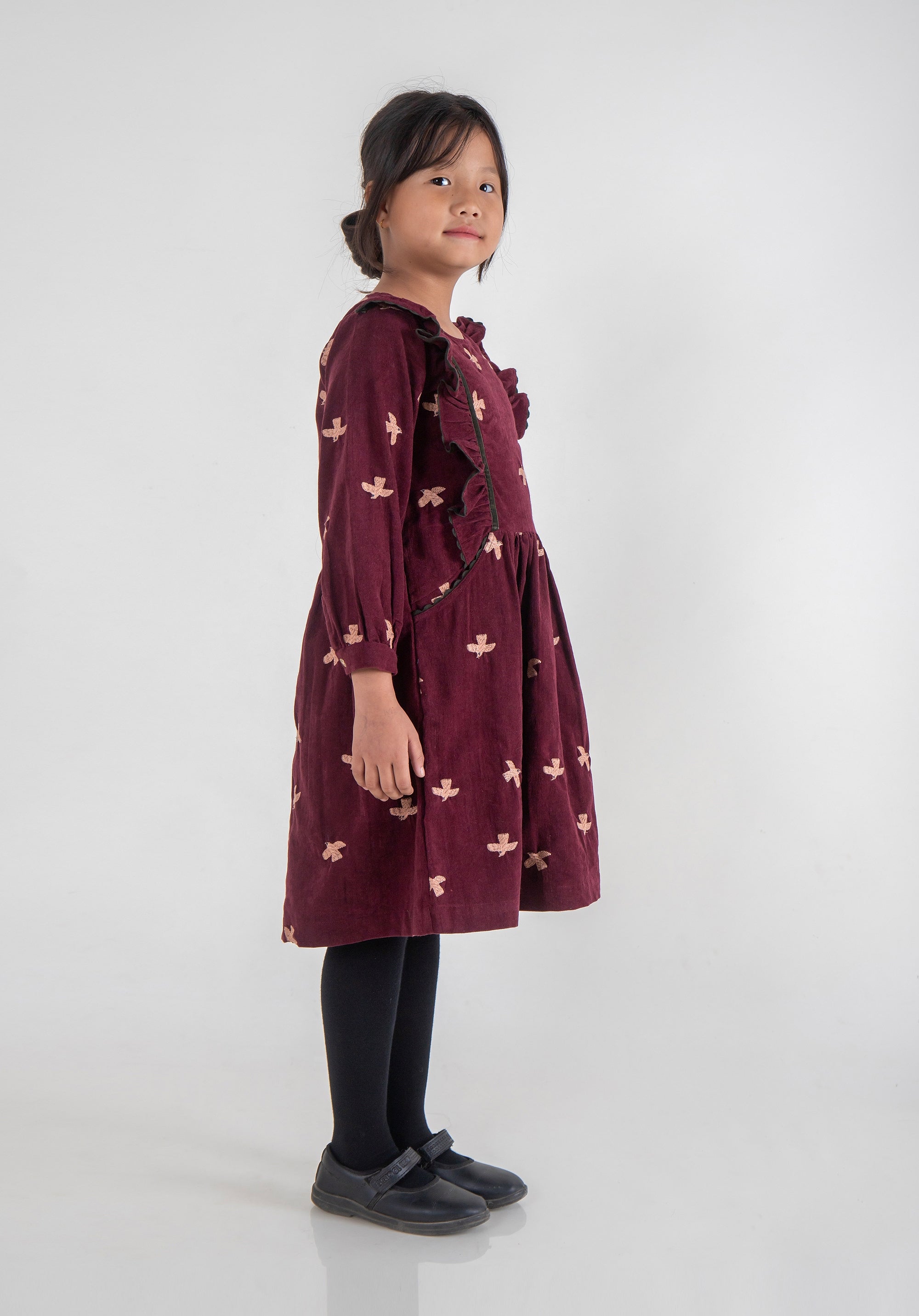 Charu Dress Corduroy Burgundy