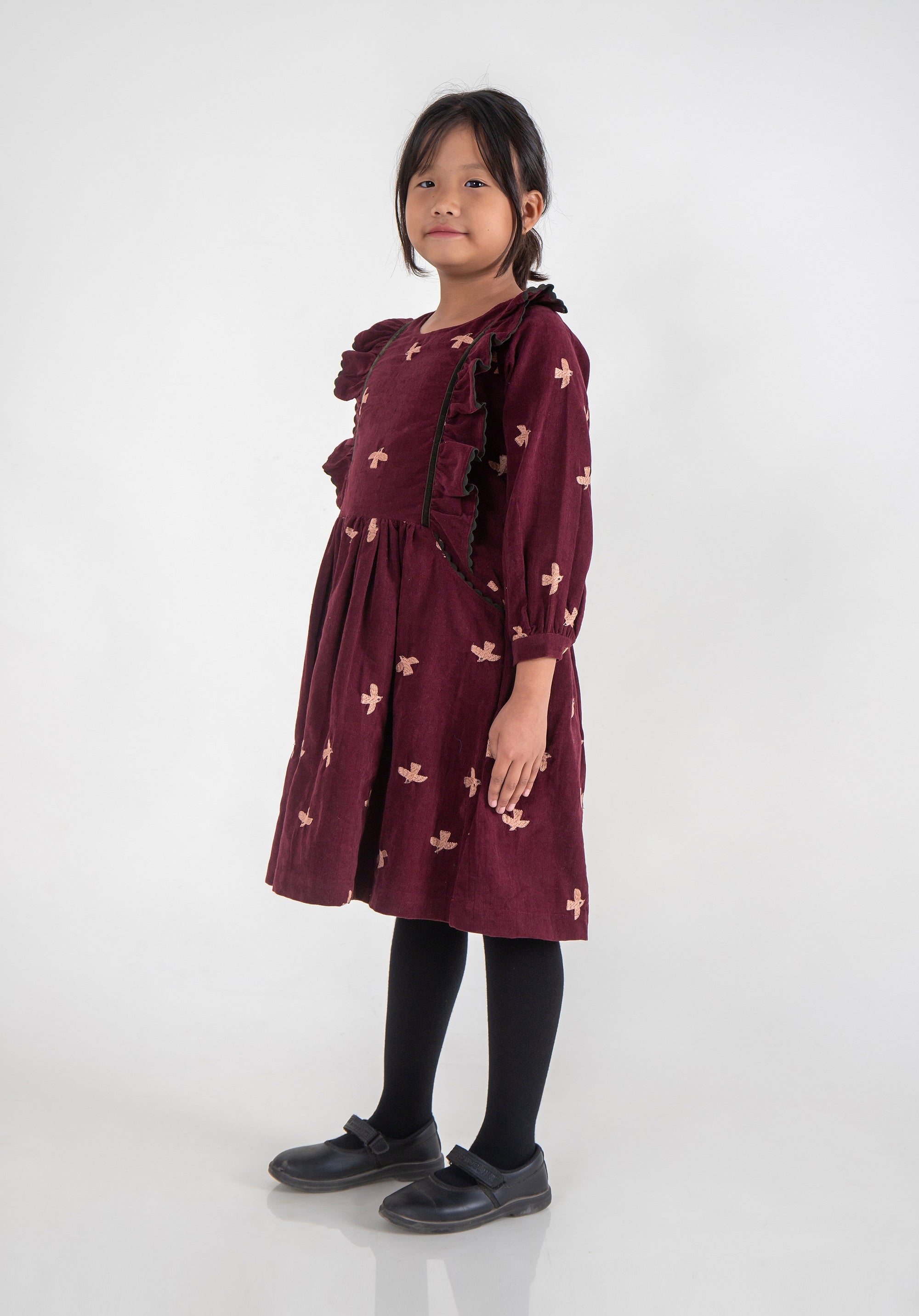 Charu Dress Corduroy Burgundy