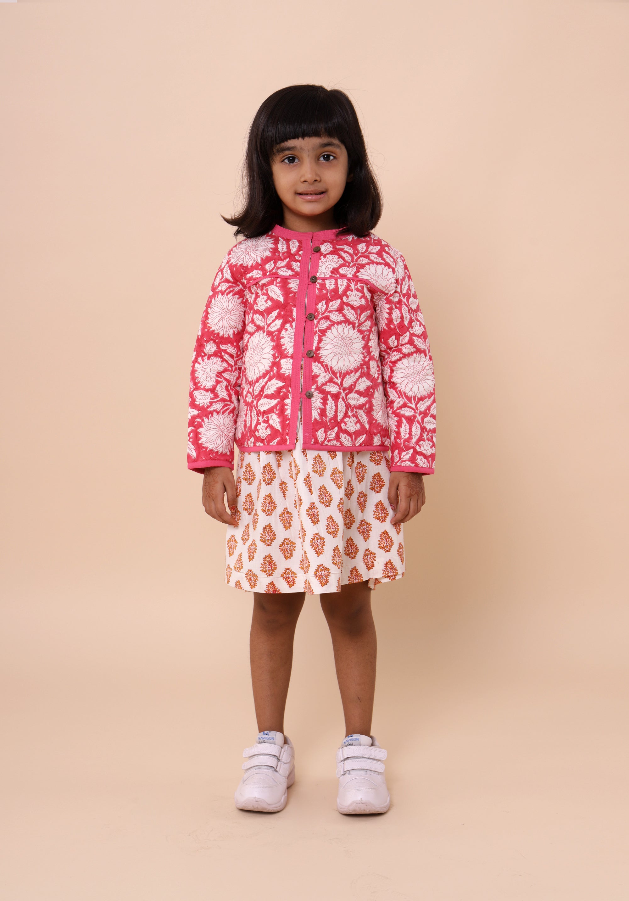 Quilted Reversible Jacket Pink Sunflower