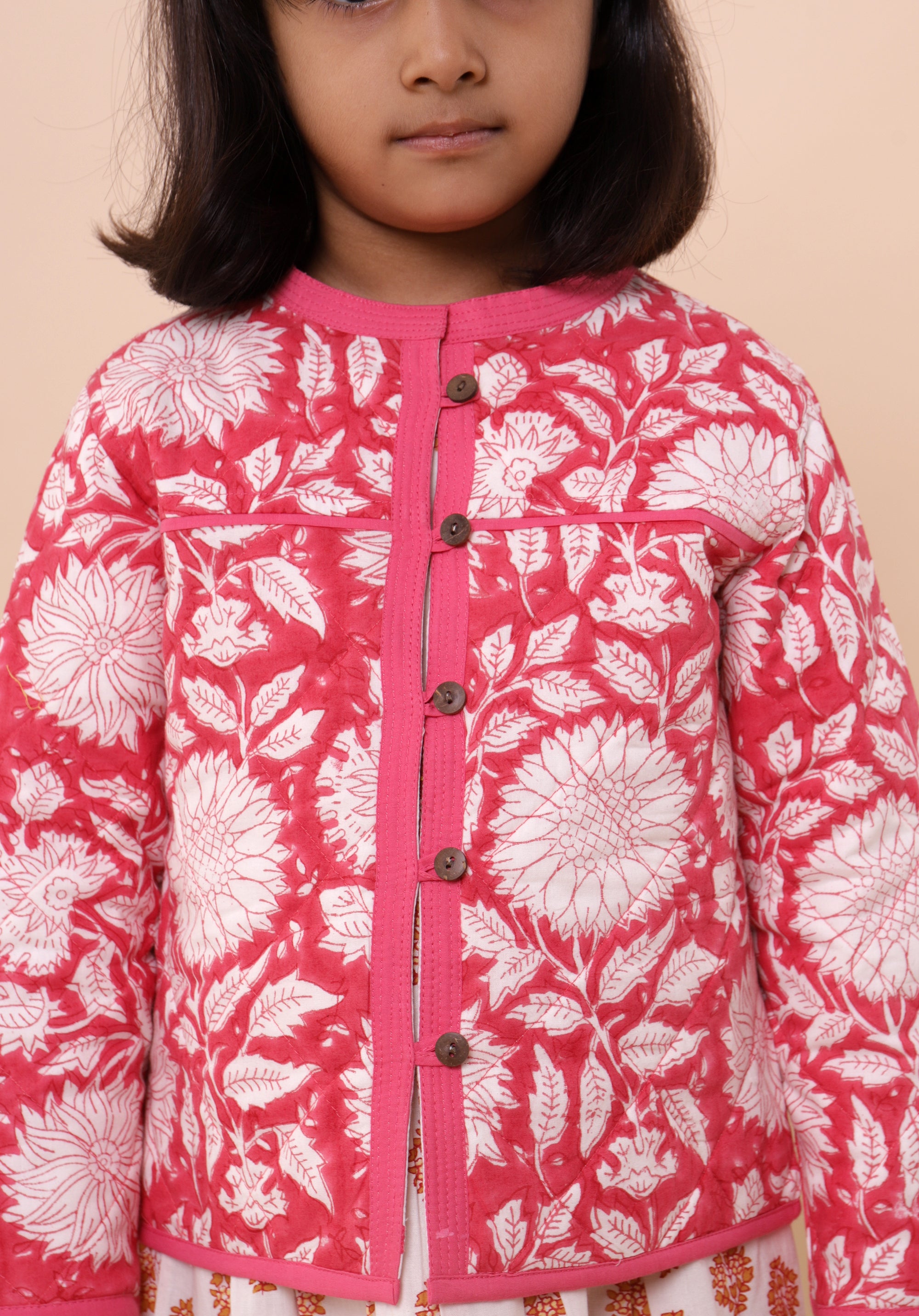 Quilted Reversible Jacket Pink Sunflower