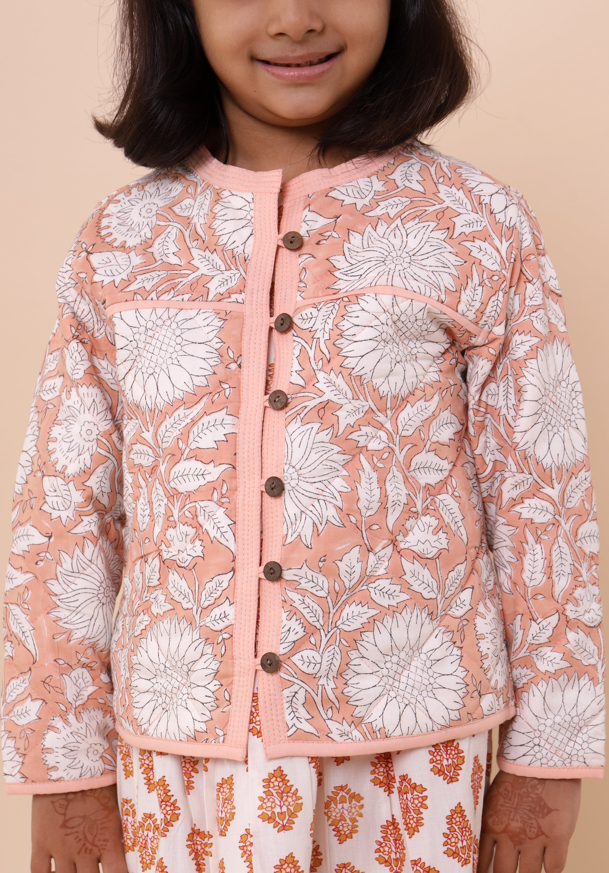 Quilted Reversible Jacket Rose Sunflower