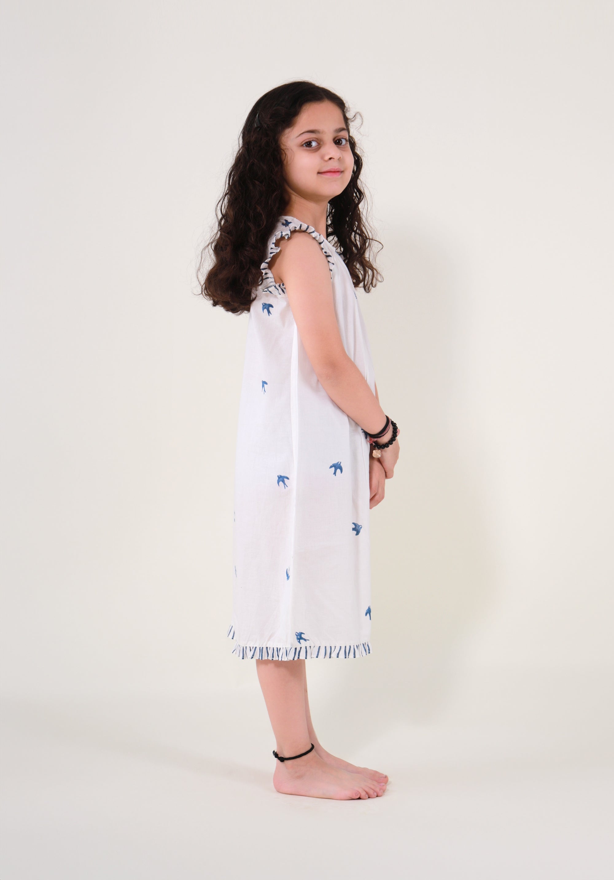 Girls' Night dress Bird Blue