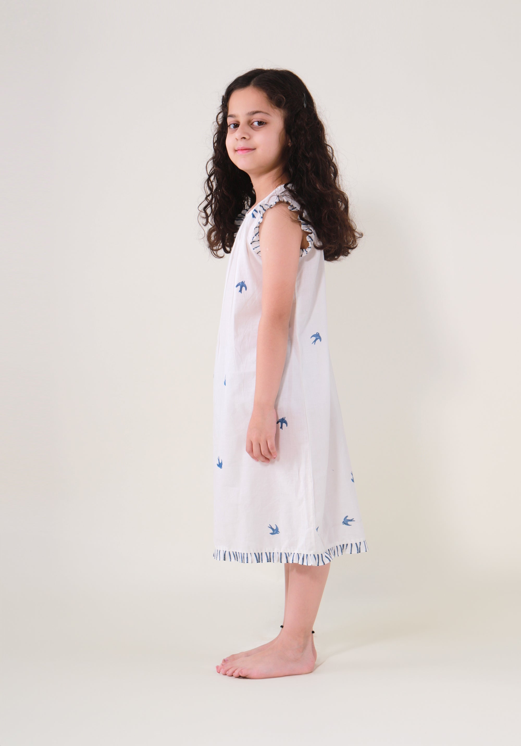 Girls' Night dress Bird Blue