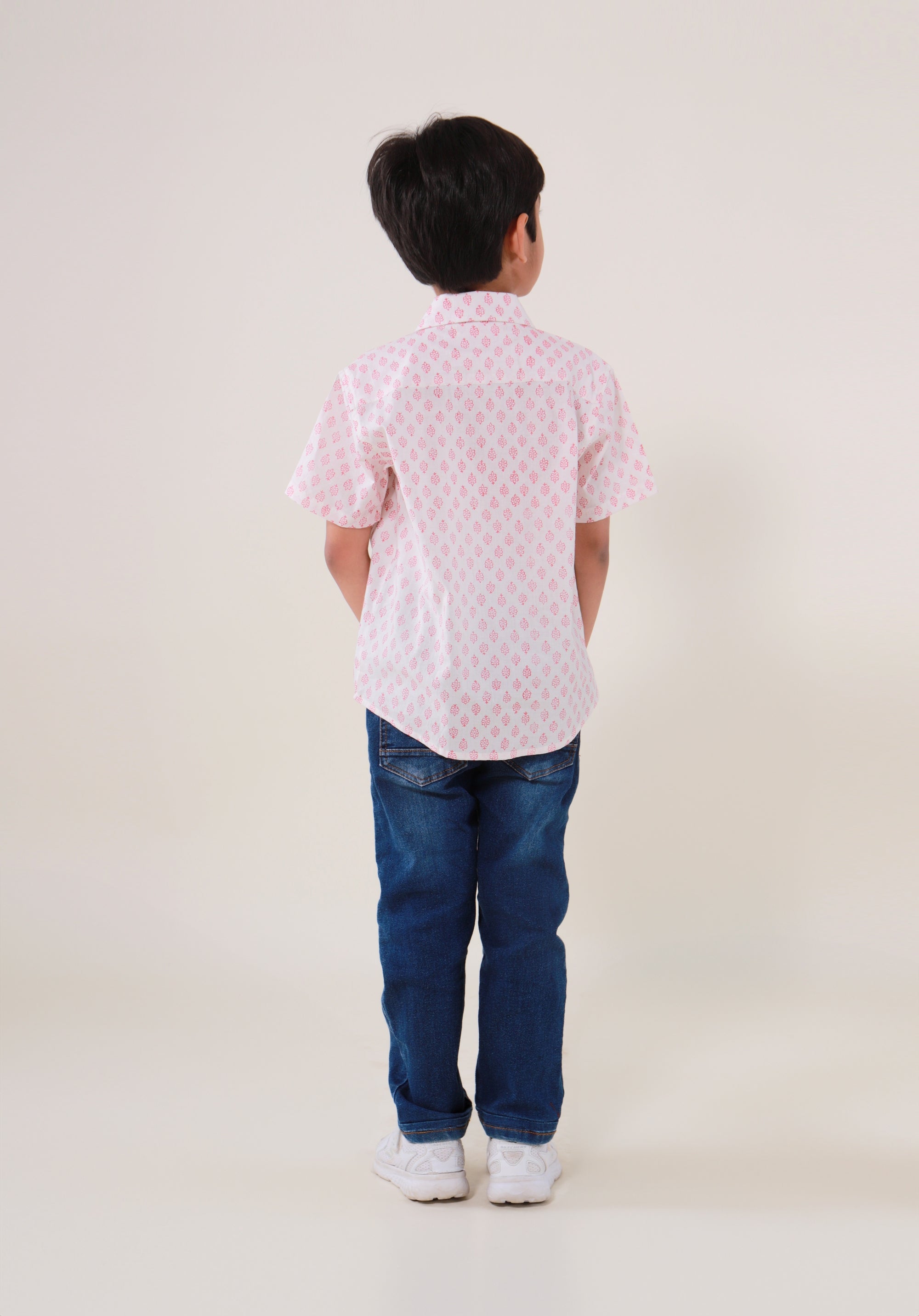 Block Printed Boy's Shirt Buti Red