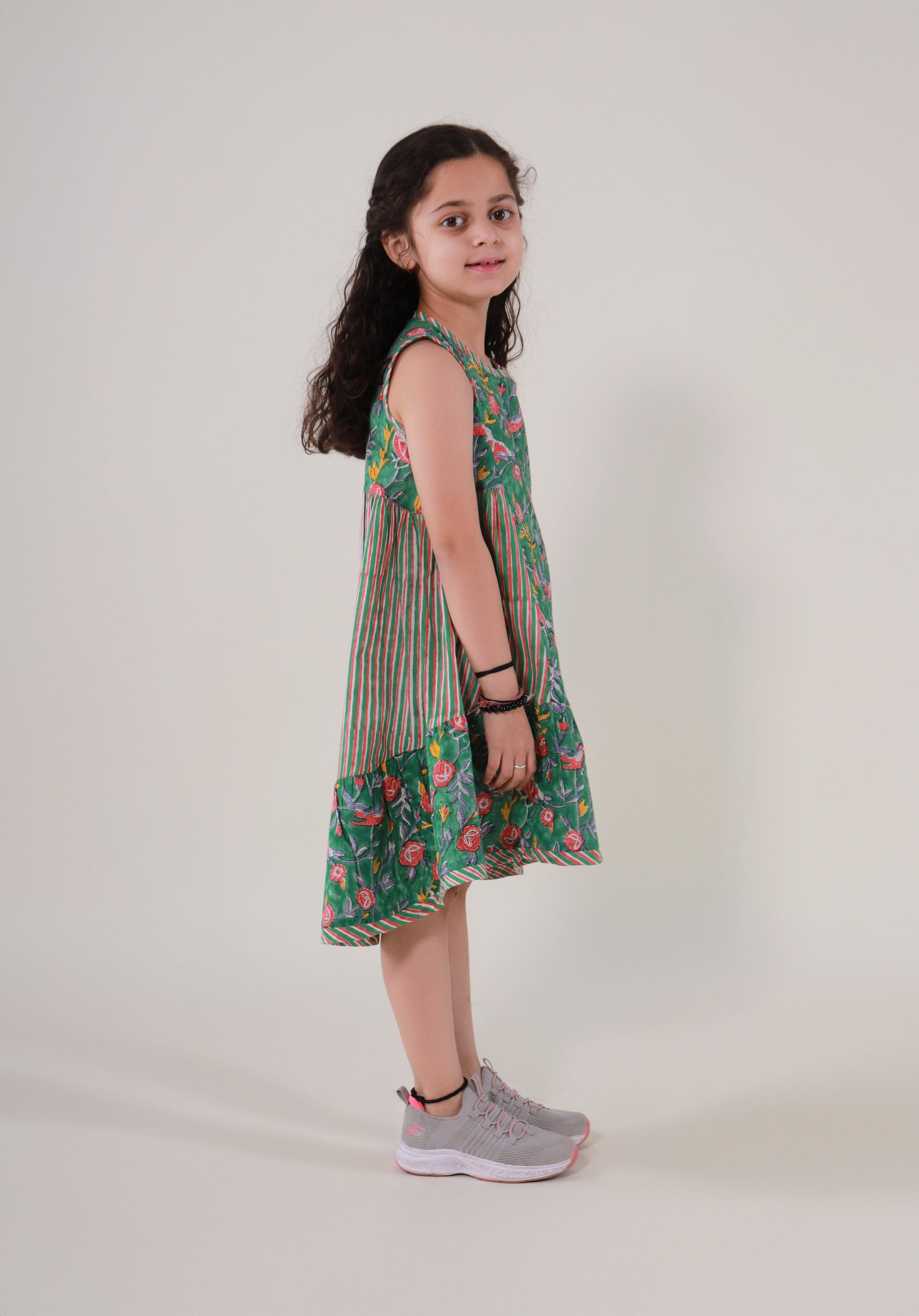 Girls Ethnic Block Printed Dress