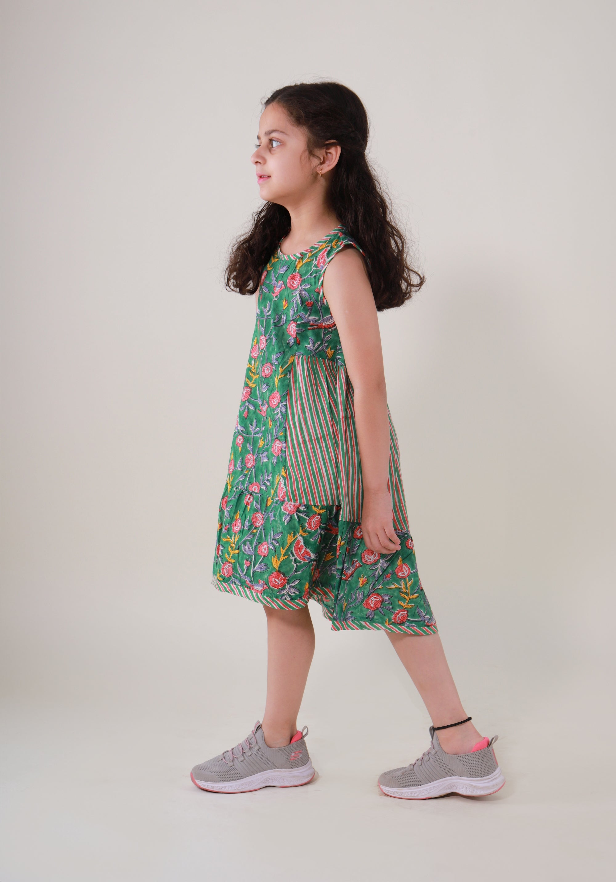 Girls Ethnic Block Printed Dress