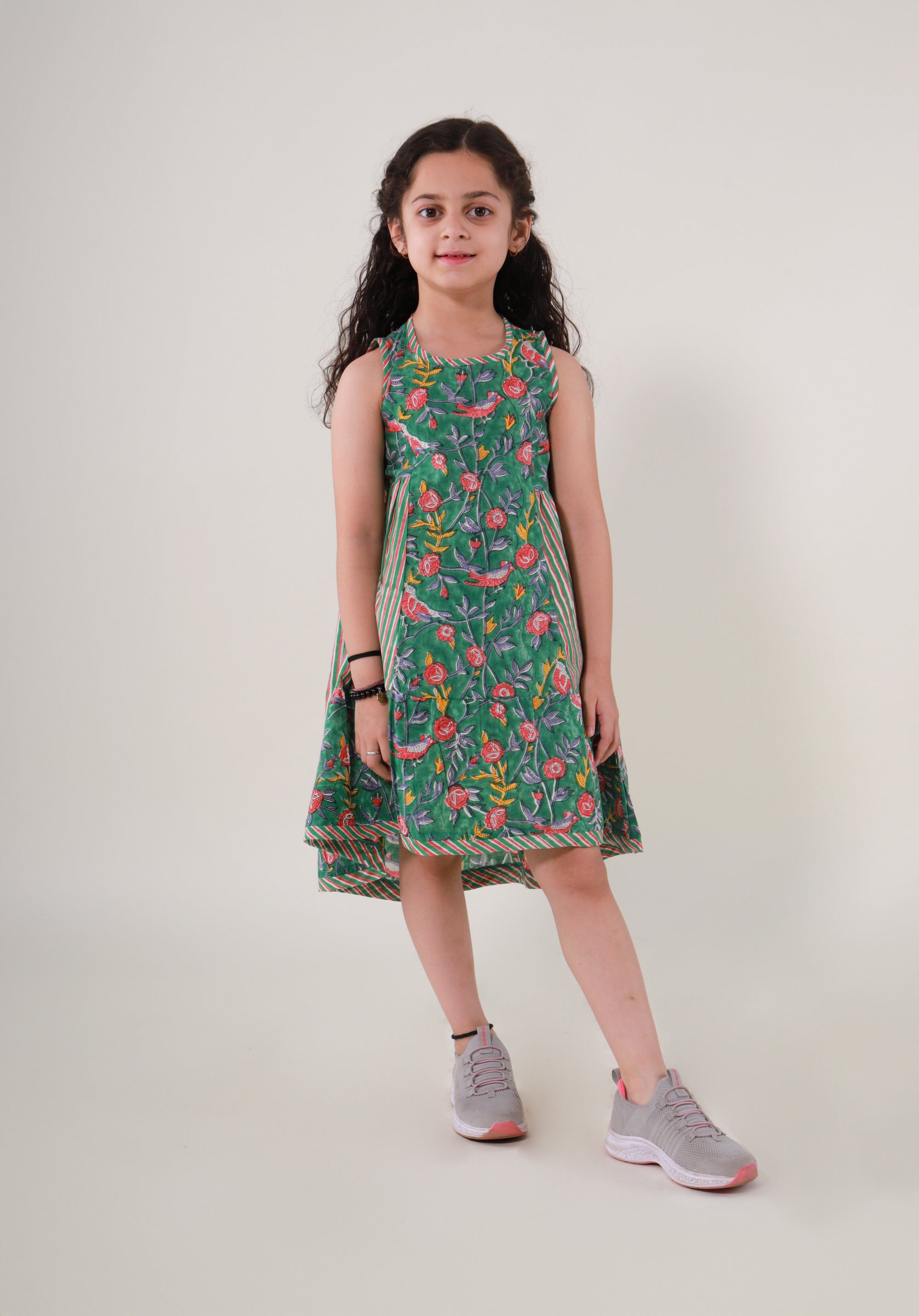 Girls Ethnic Block Printed Dress