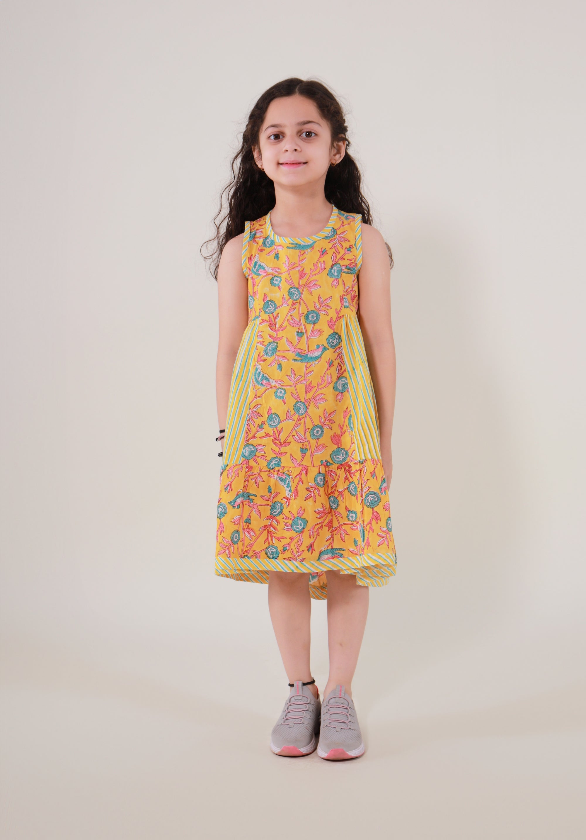 Girls Ethnic Block Printed Dress