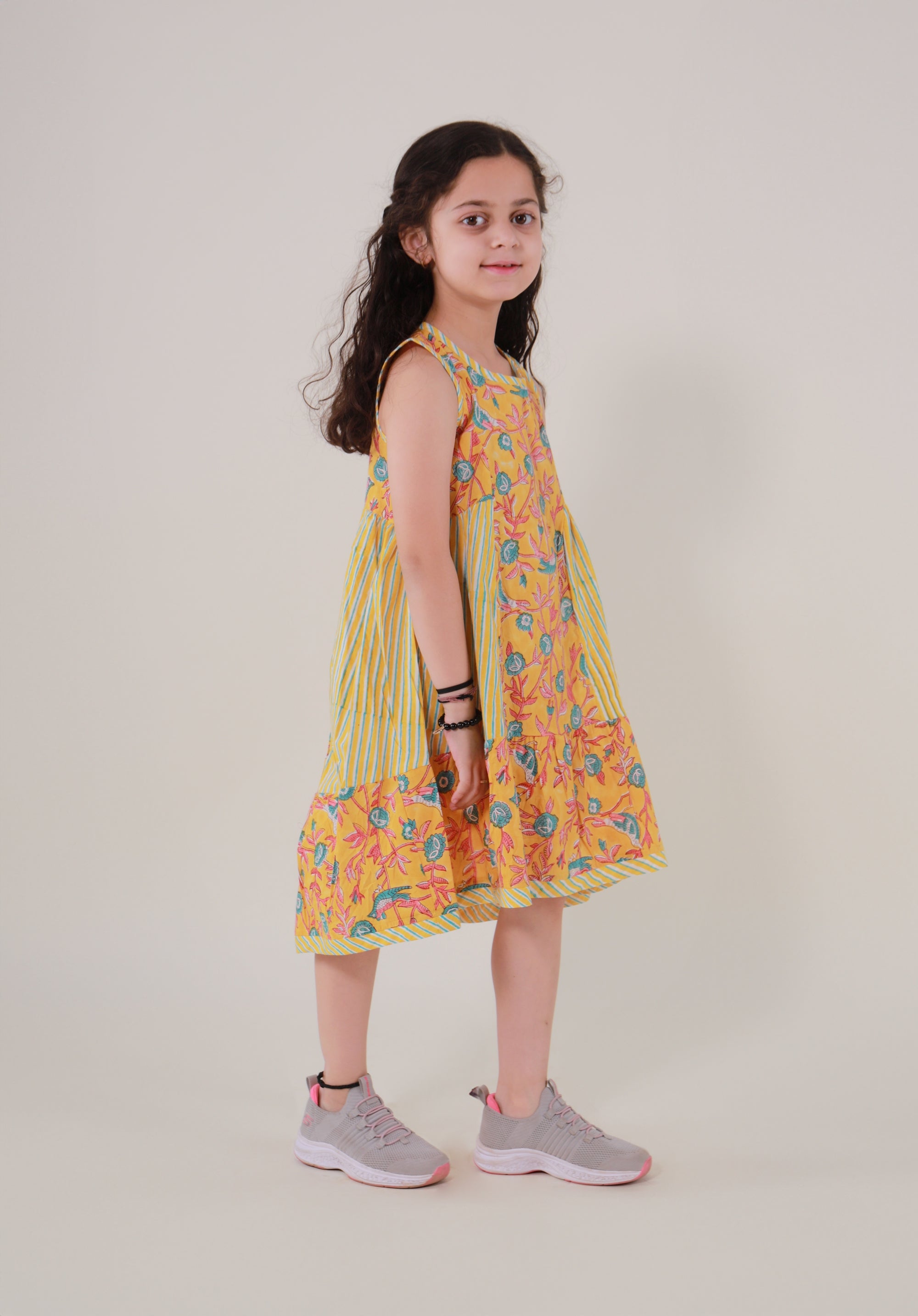 Girls Ethnic Block Printed Dress