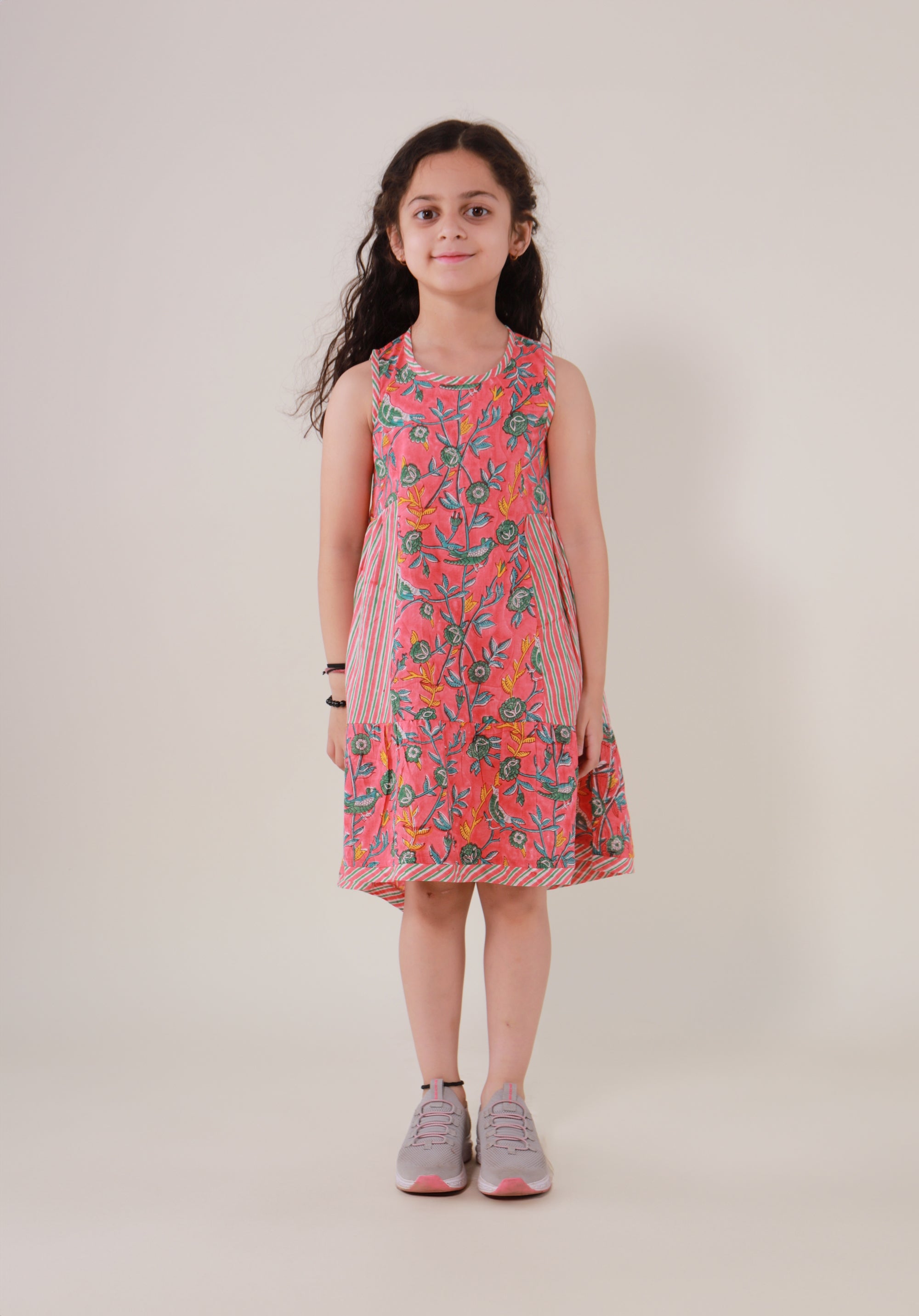 Girls Ethnic Block Printed Dress