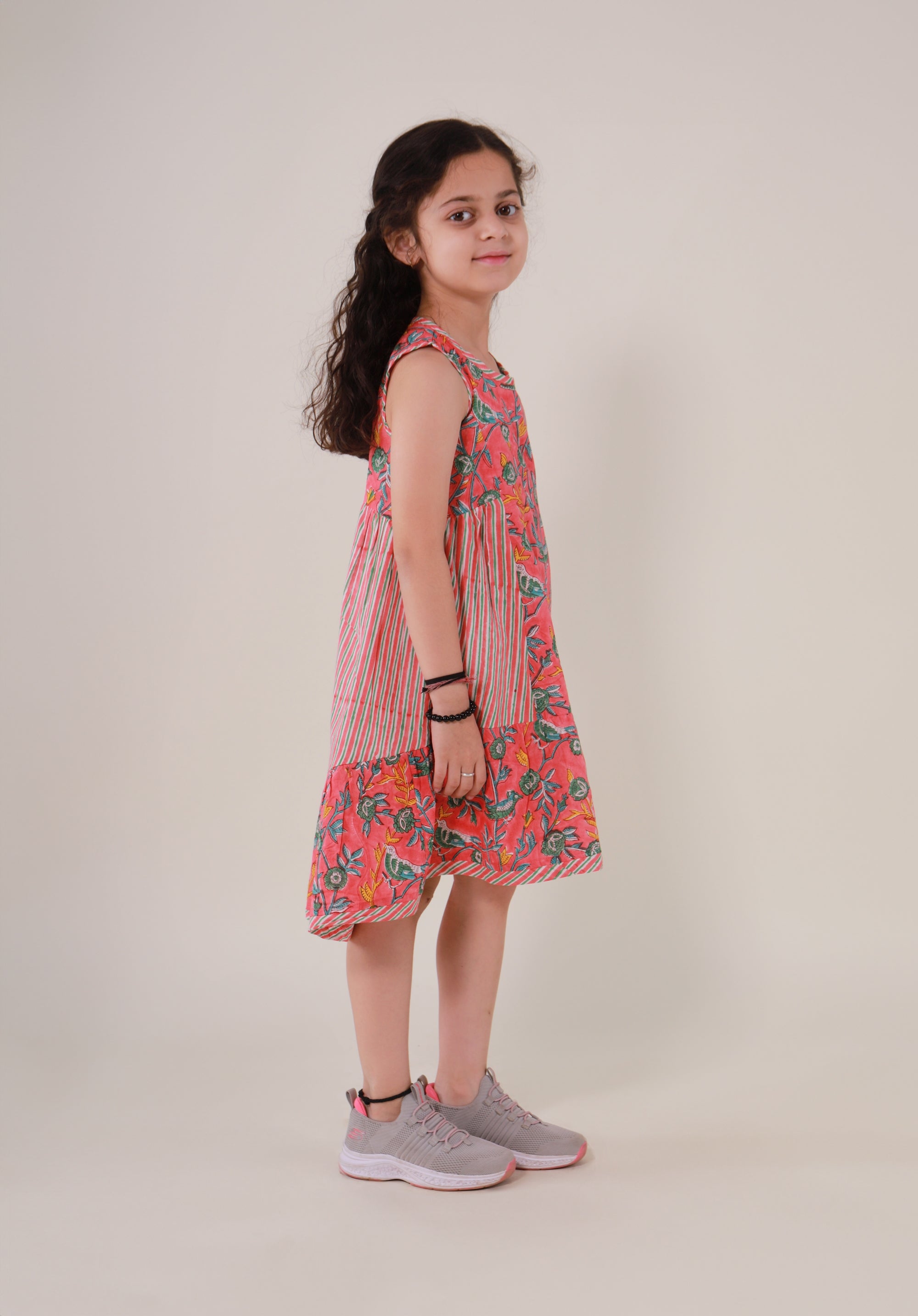 Girls Ethnic Block Printed Dress