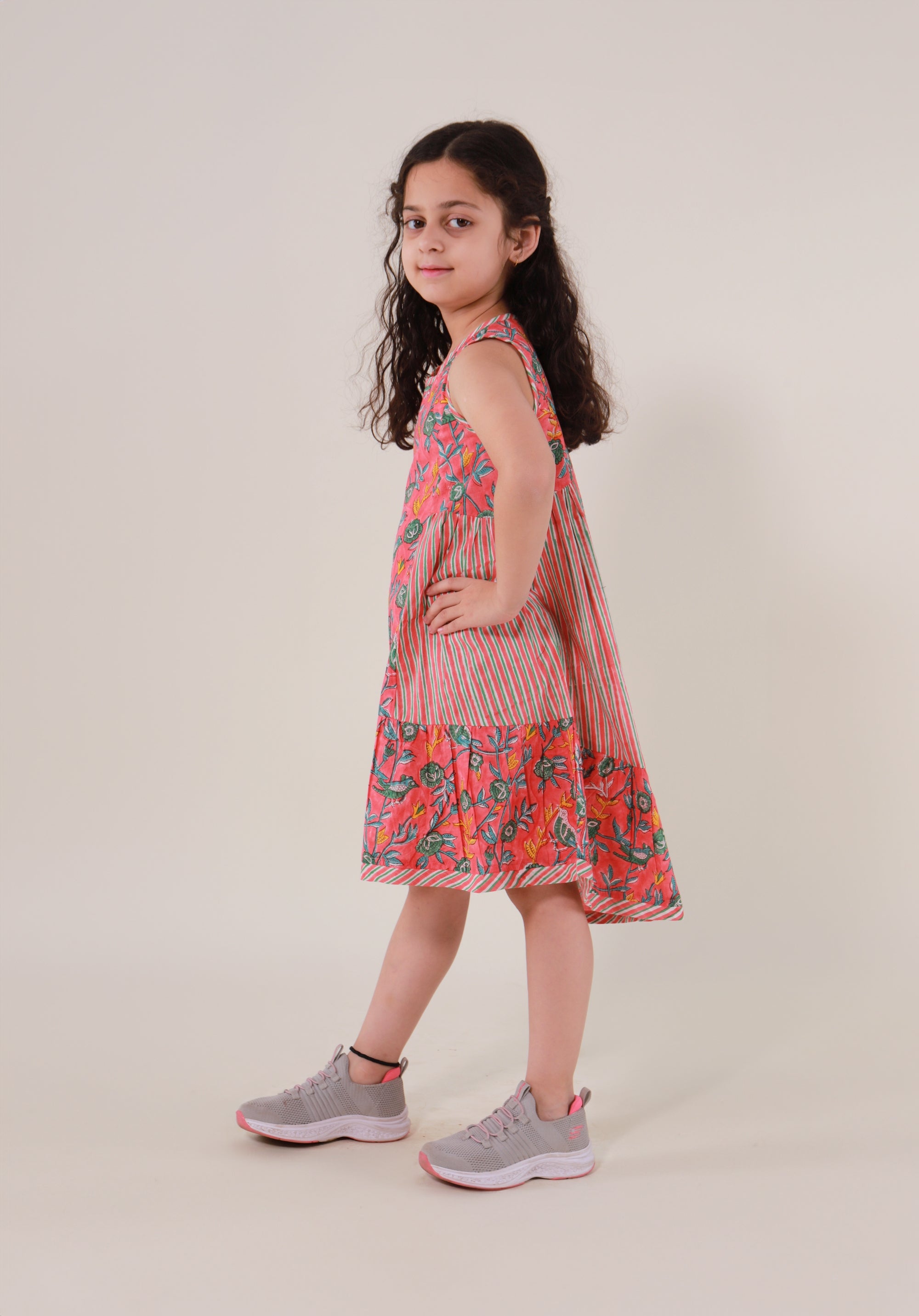 Girls Ethnic Block Printed Dress