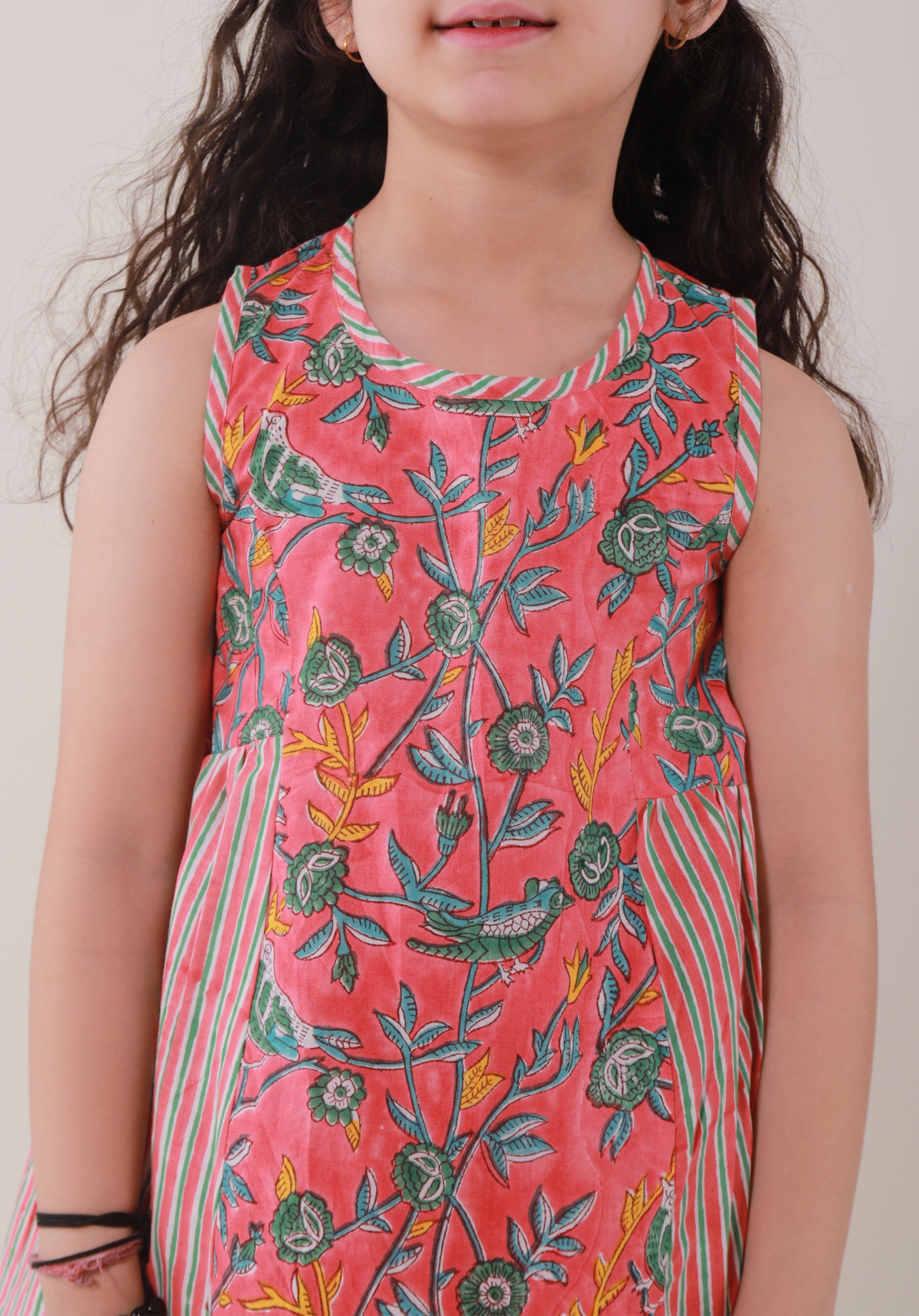 Girls Ethnic Block Printed Dress