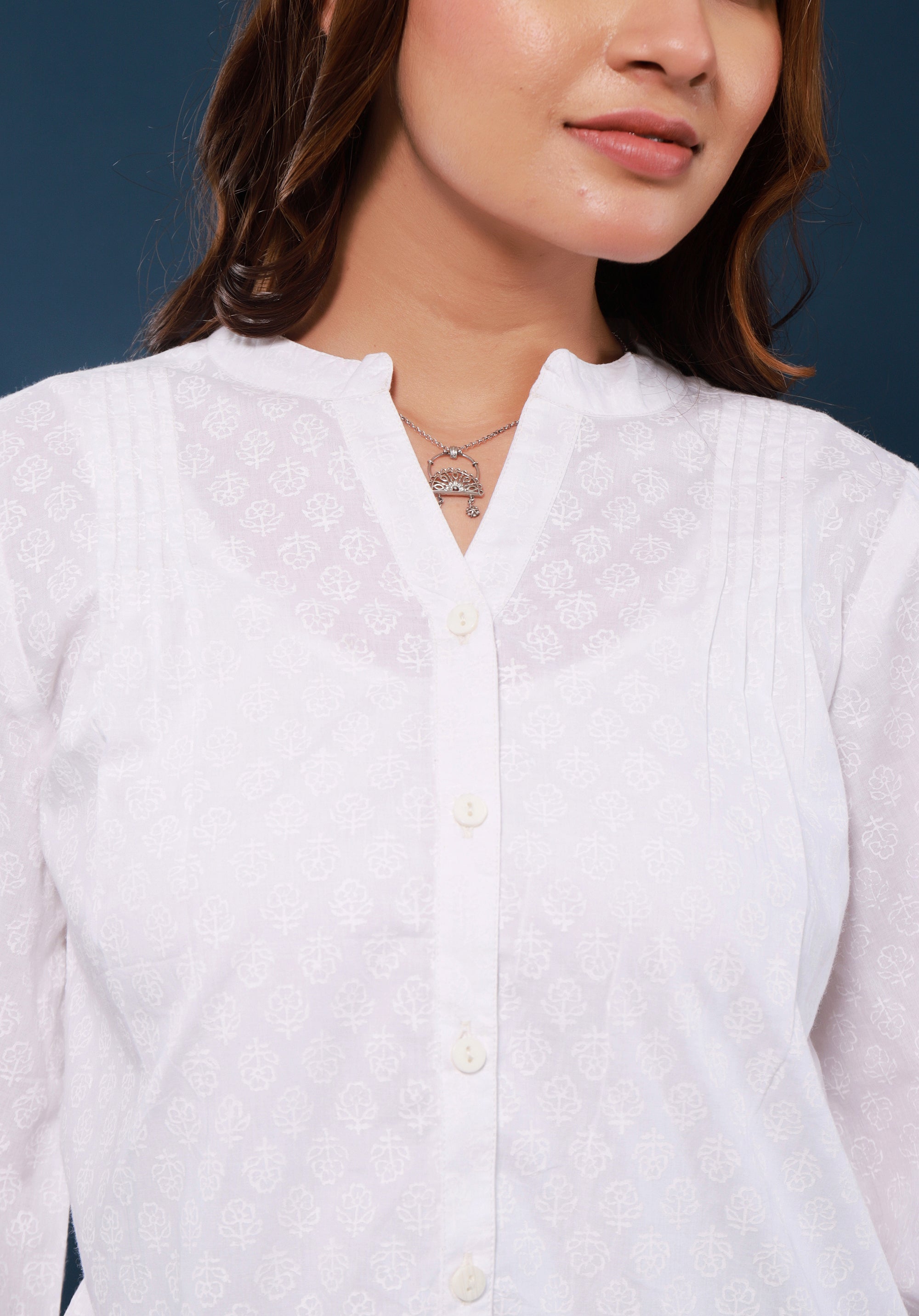 Women Printed White Top