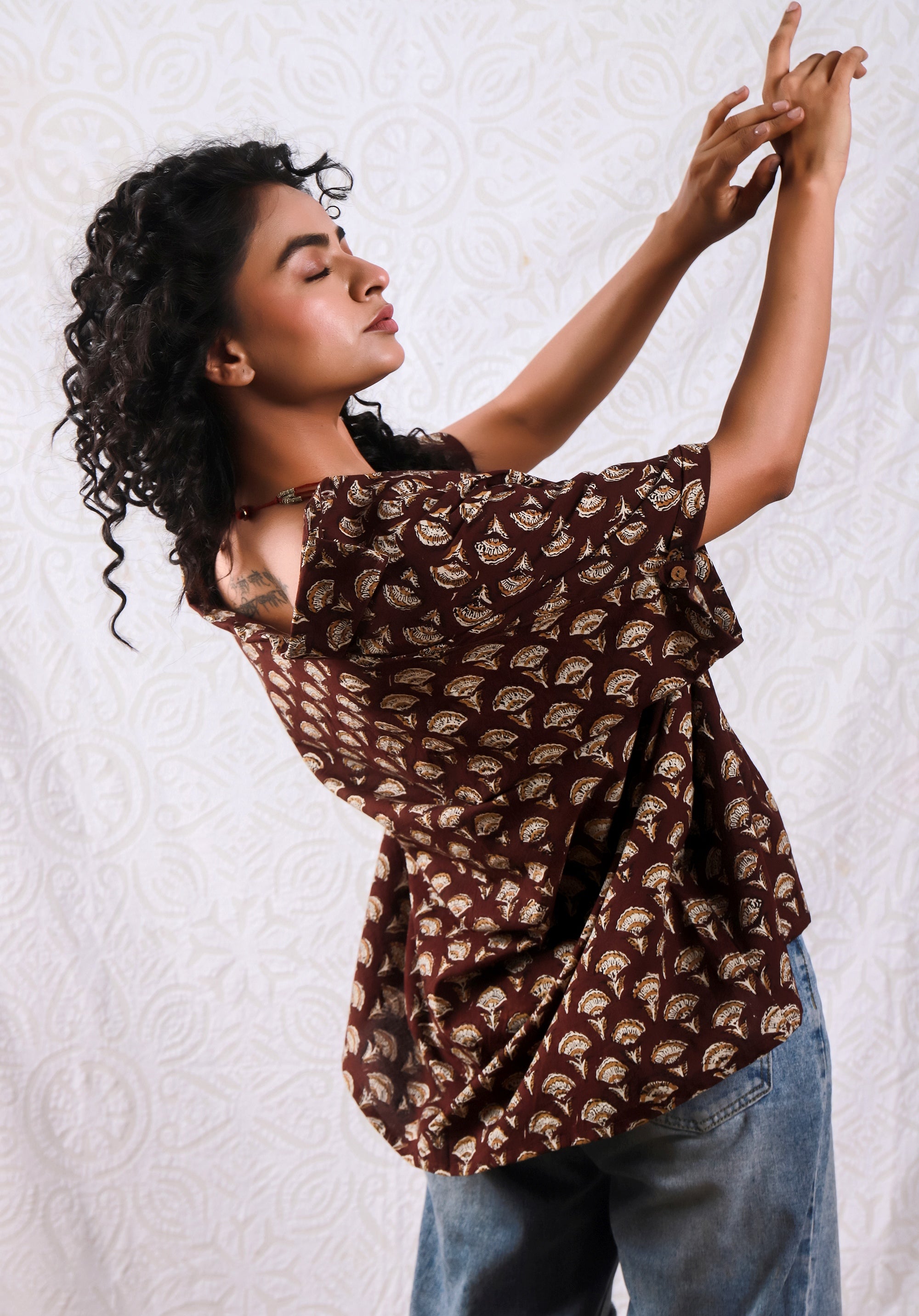 Women Block printed Mama Top Bagru