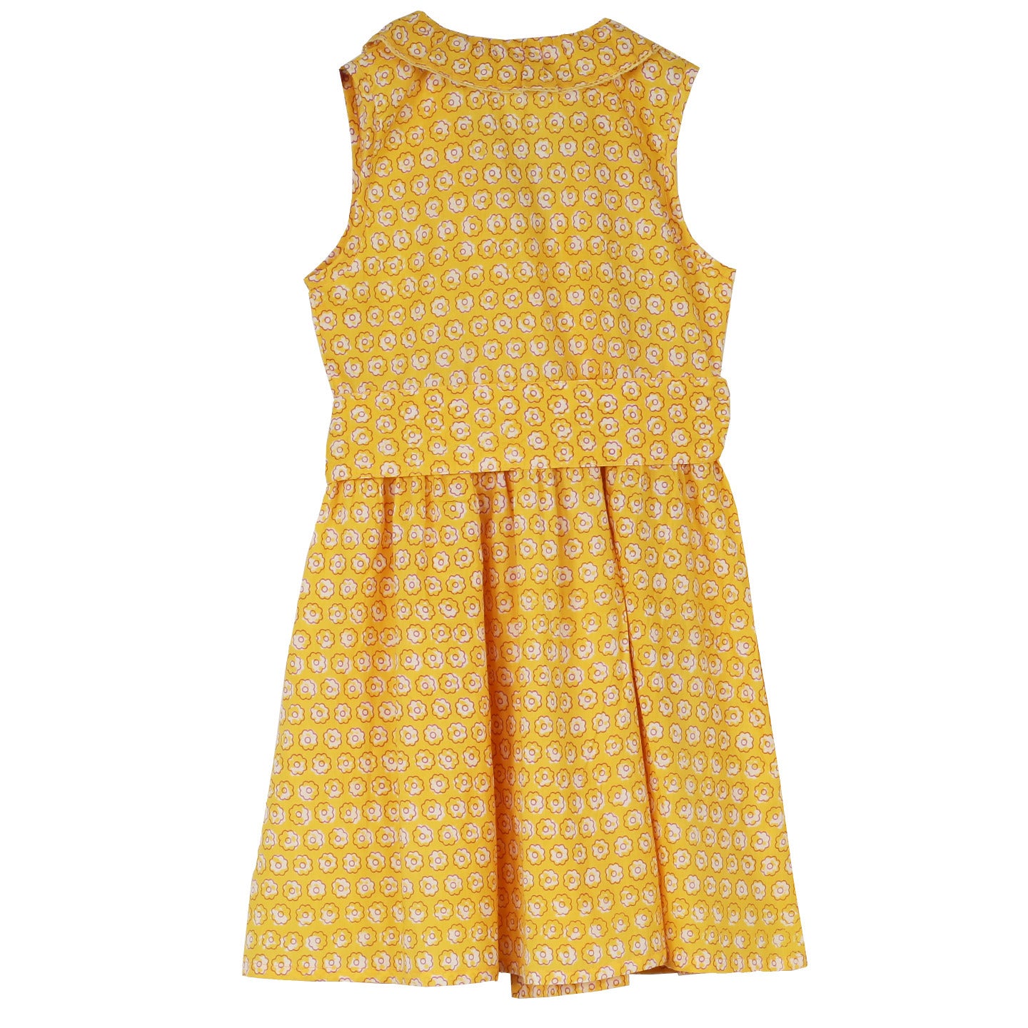 Girls Cotton Ditsy Floral Dress Yellow