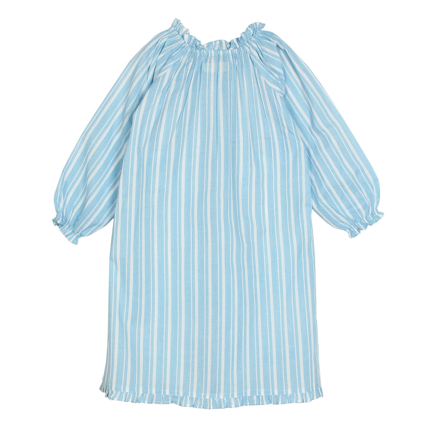 Girl's Night Dress Chevron Stripes Blue Long Sleeved