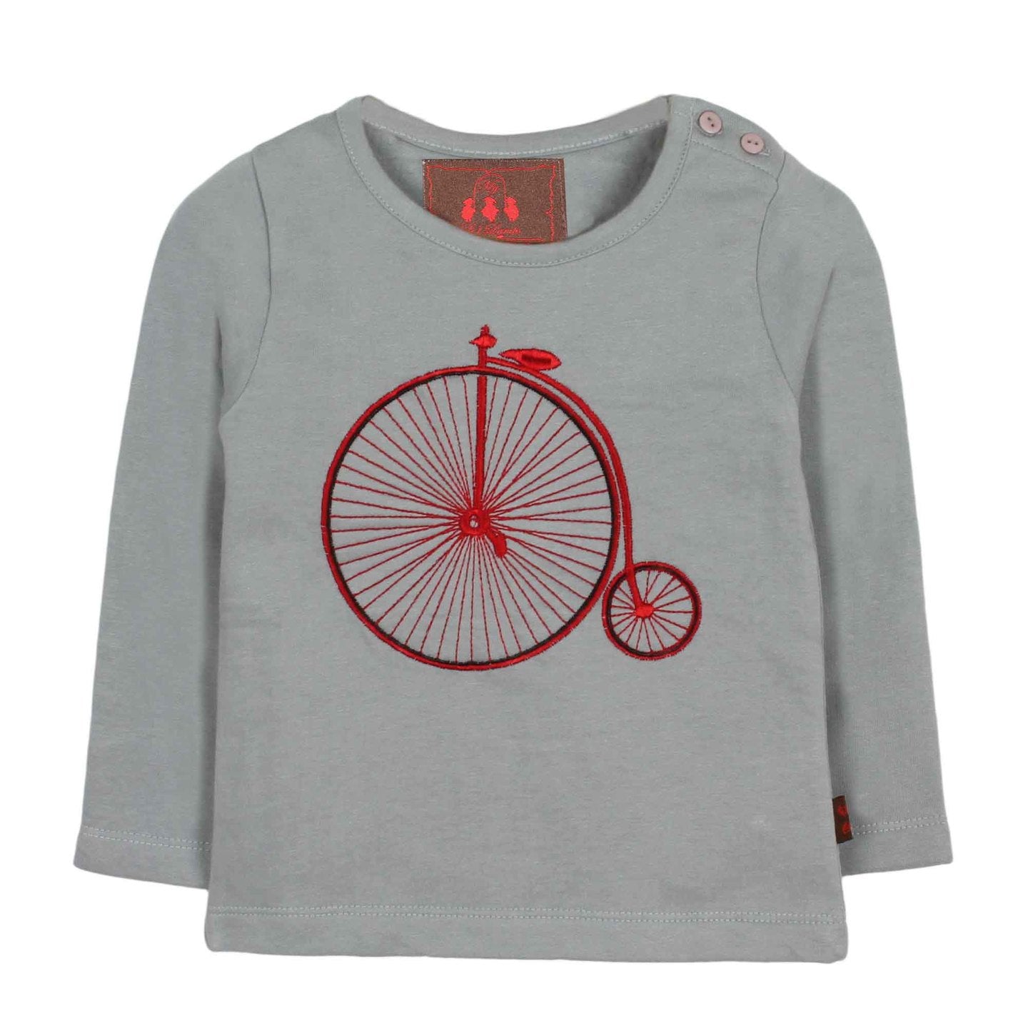 Embroidered Baby T-shirt Cycle Grey