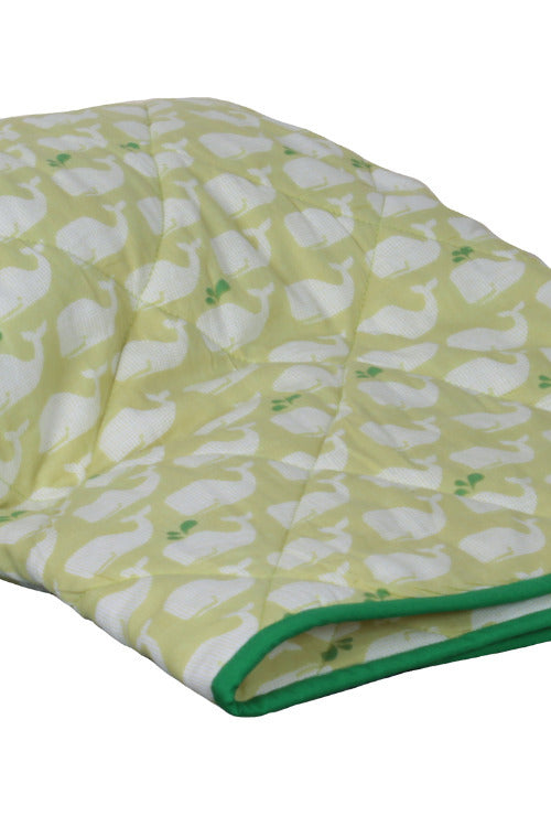 Whale Print Quilt Green Crib 100 x 150 cms