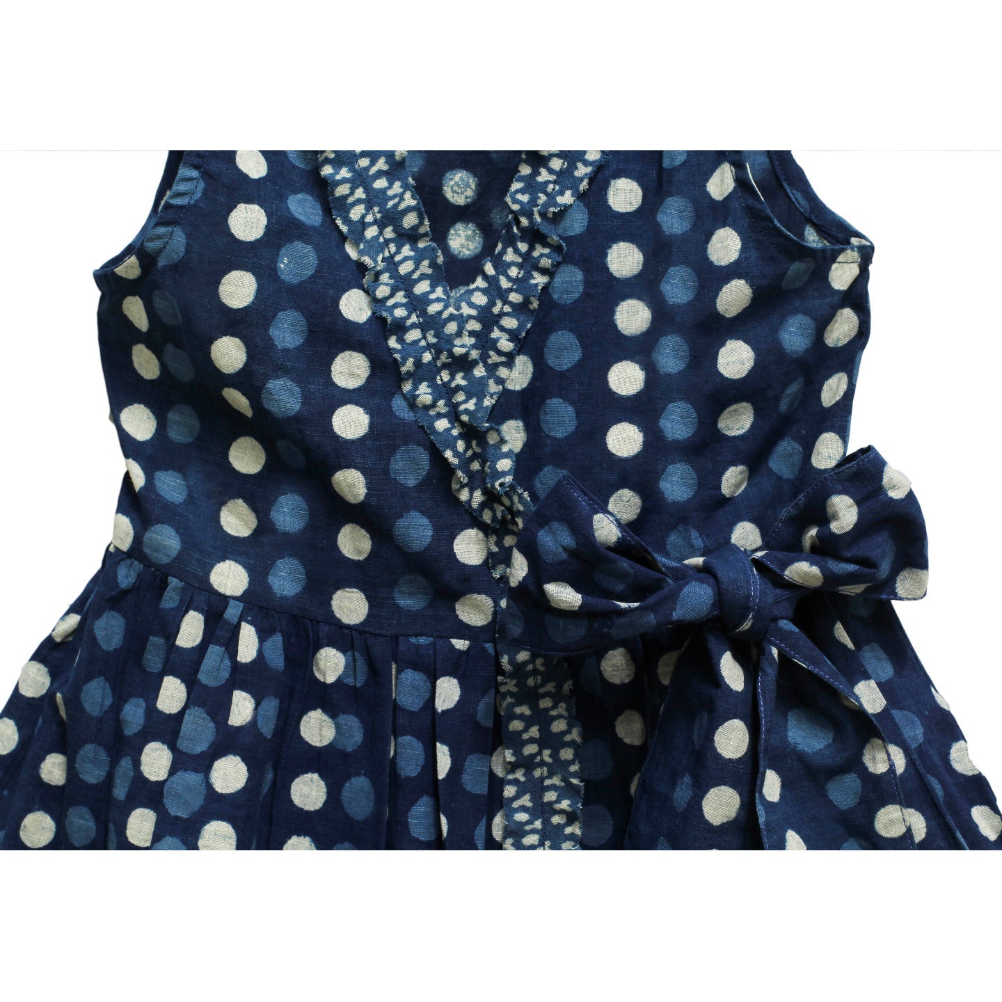 Printed Wrap- Dress Polka Blue