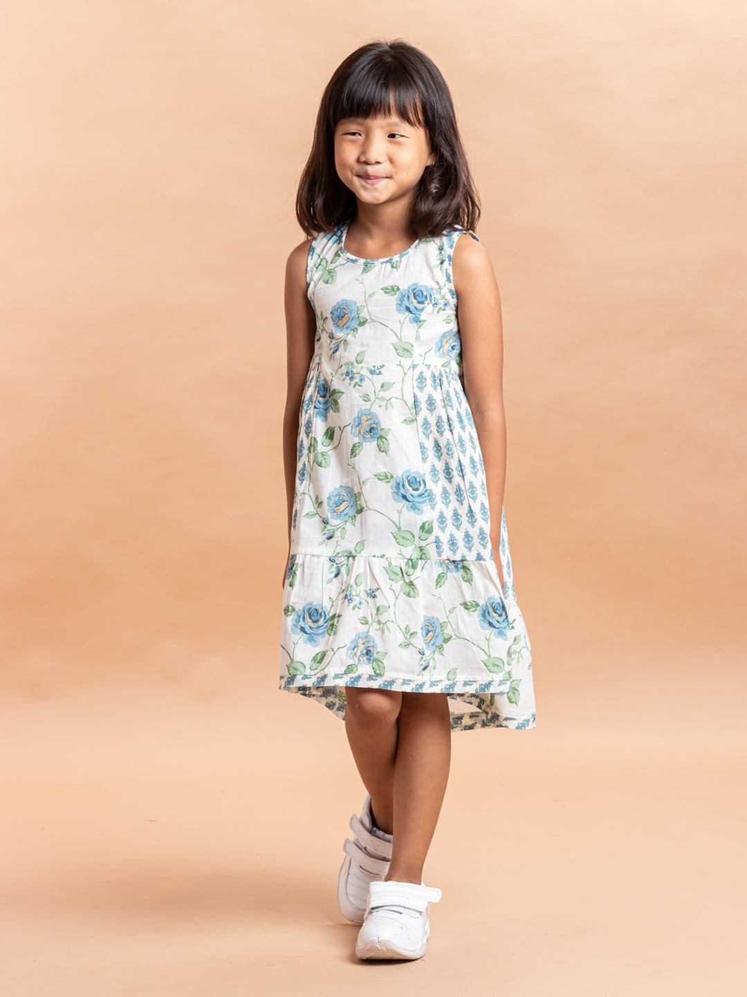 Girls Printed Dress- Luna Rose Blue